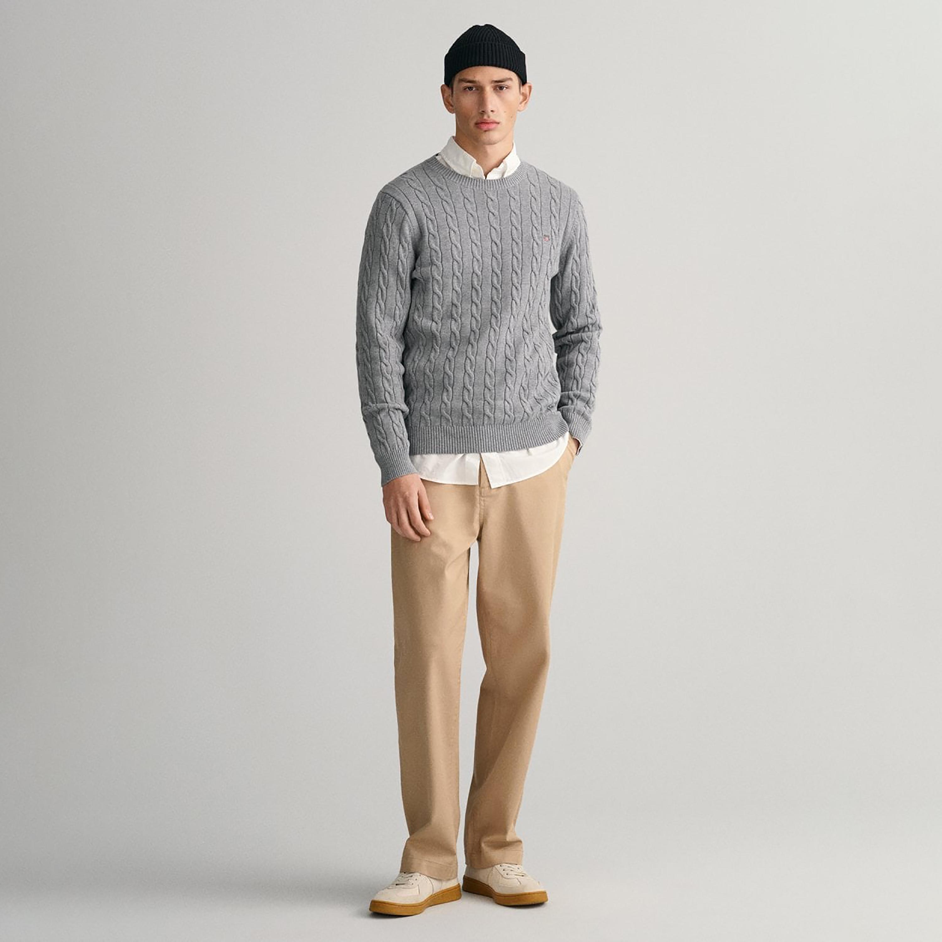 Gant Braided Knitted Crew Neck Long Sleeves Sweater-men-clothing-sweatersandpullovers-image-2