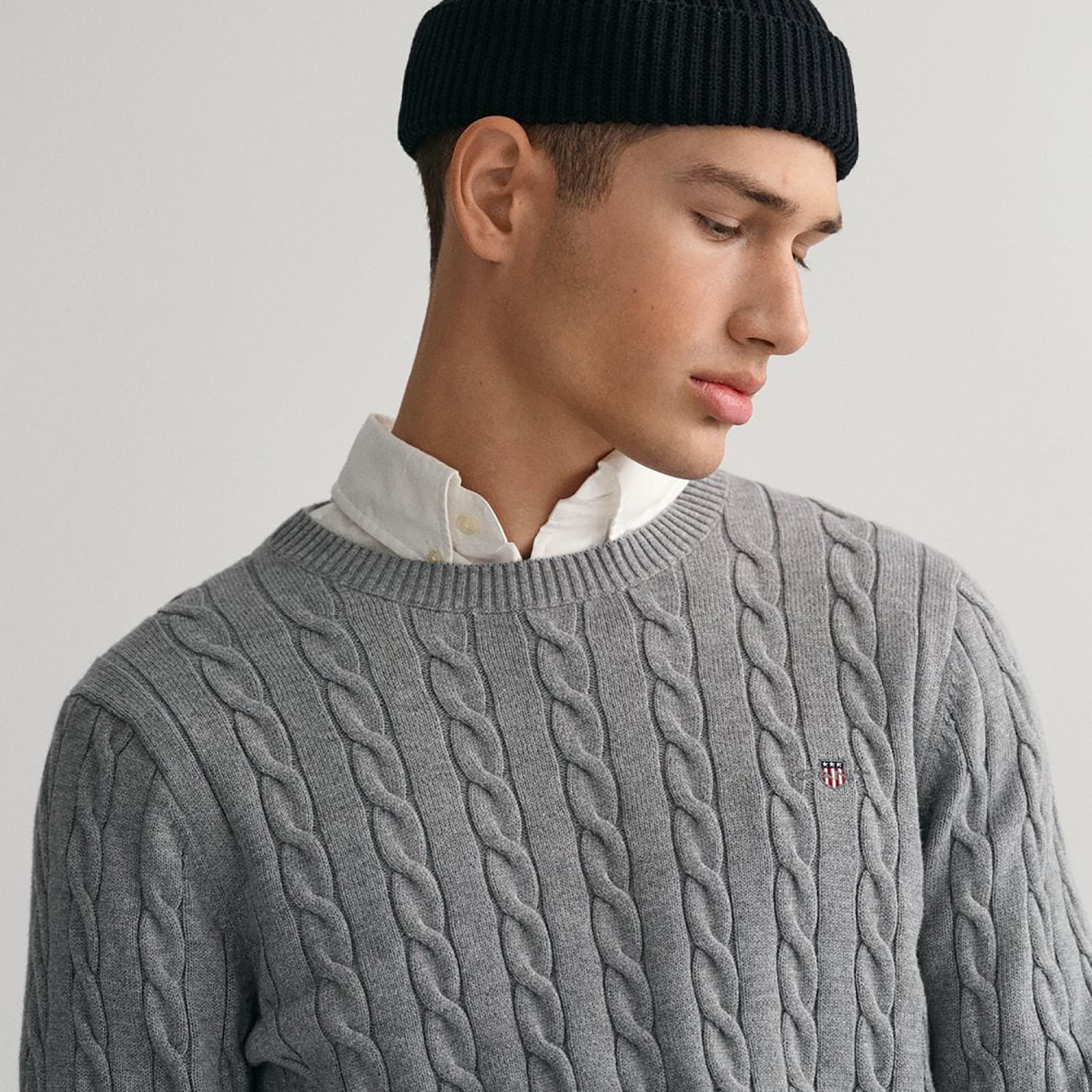 Gant Braided Knitted Crew Neck Long Sleeves Sweater-men-clothing-sweatersandpullovers-image-3
