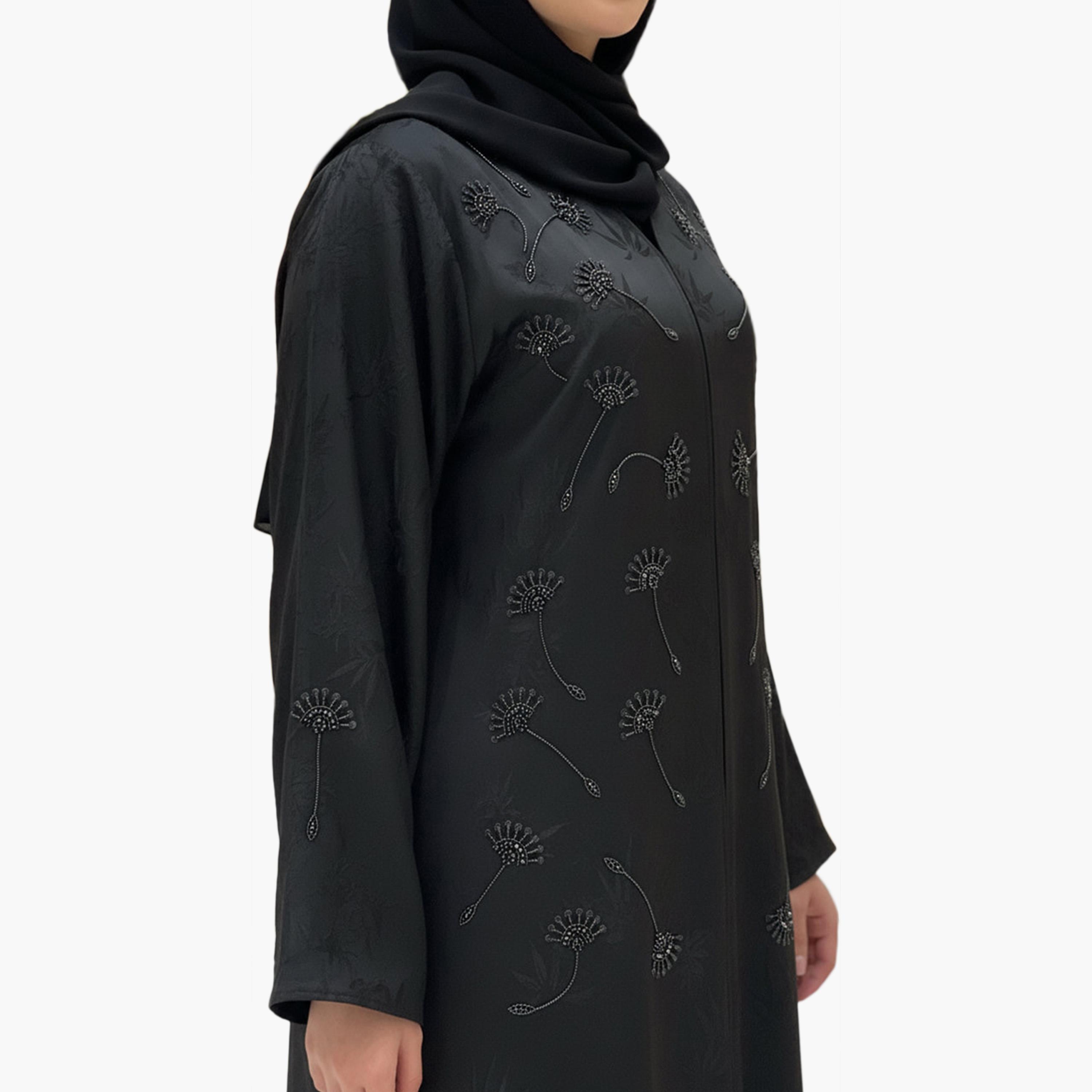 Nukhbaa Floral Beaded Evening Abaya with Hijab-women-arabicclothing-abayas-image-3