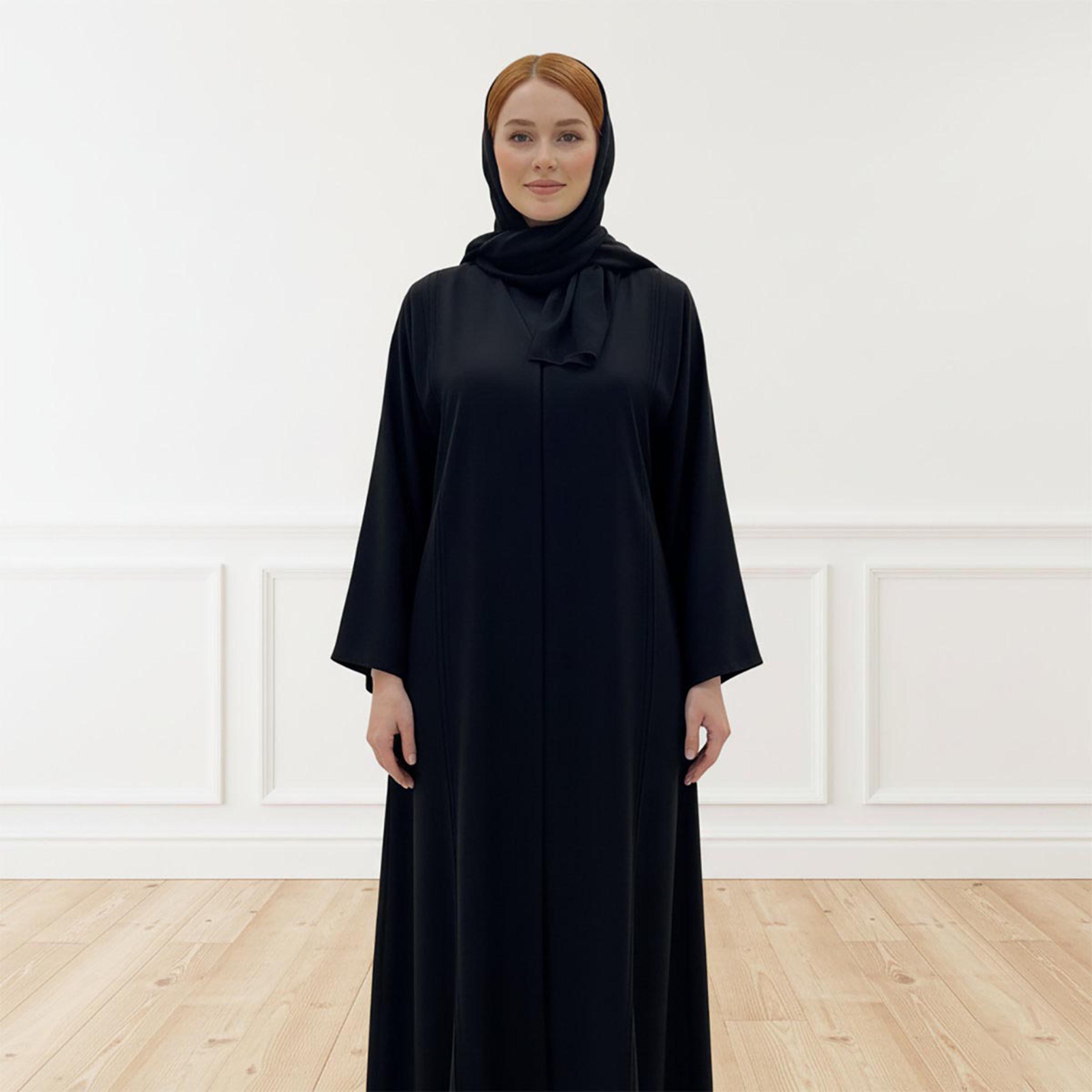 Nukhbaa Black Women's Abaya with Hijab-women-arabicclothing-abayas-image-2