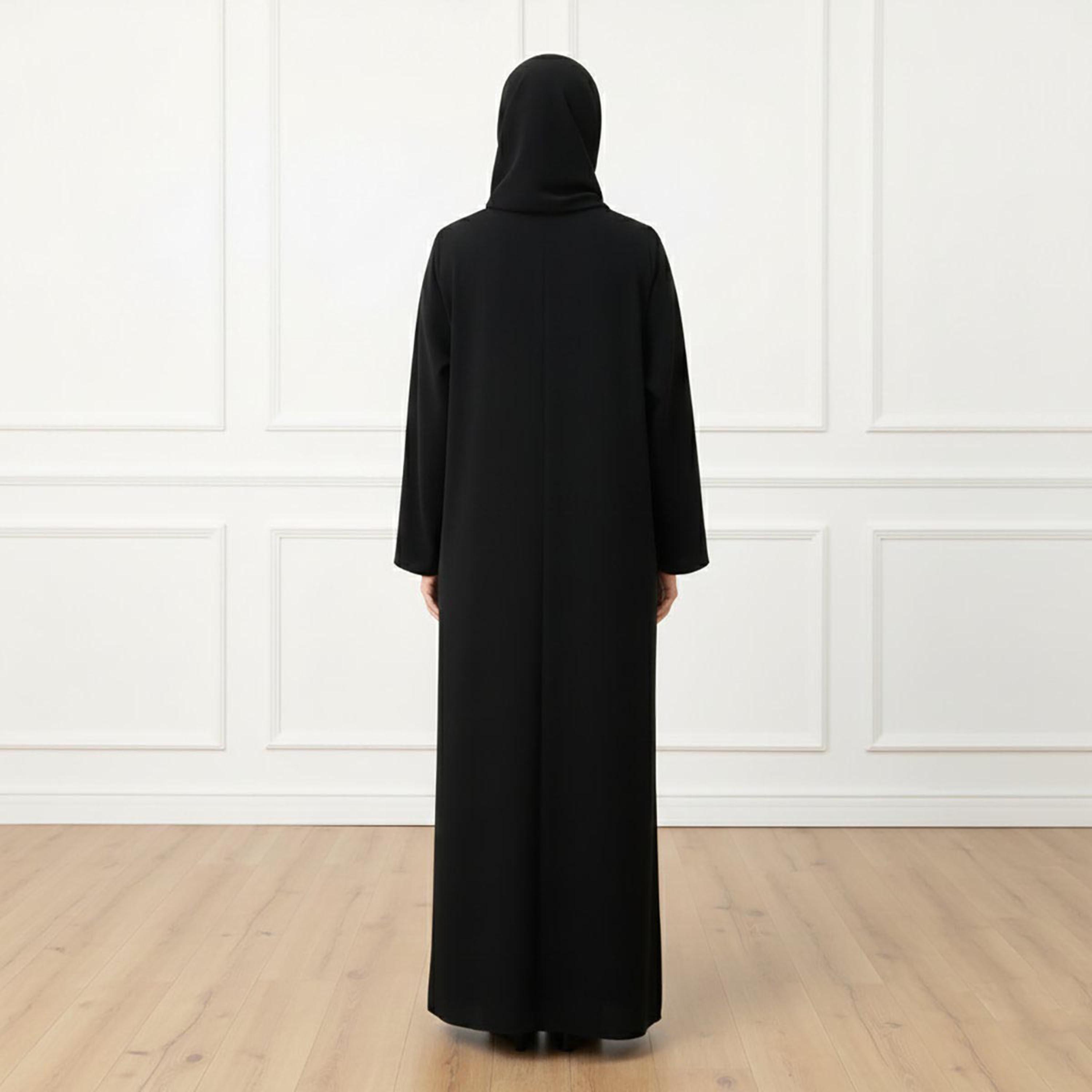 Nukhbaa Black Women's Abaya with Hijab-women-arabicclothing-abayas-image-4