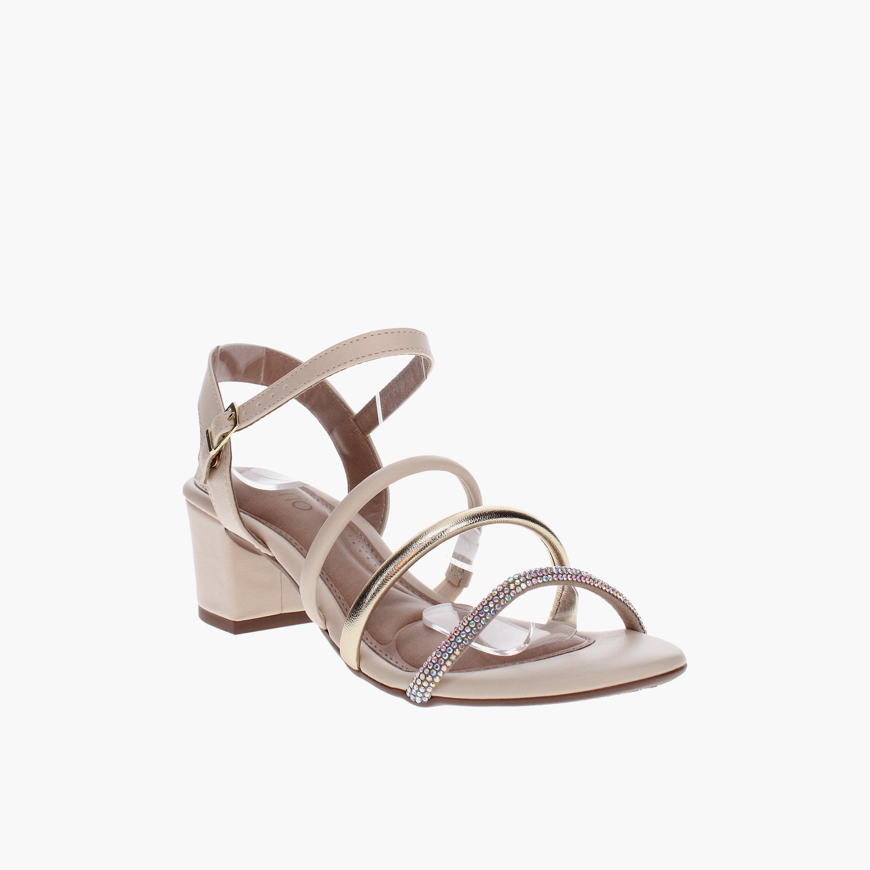 Beira Rio by Geoomnii  Women's Buckle Strap Block Heels | 8246-1198-26740-94599       -women-shoes-sandals-heeled-image-1