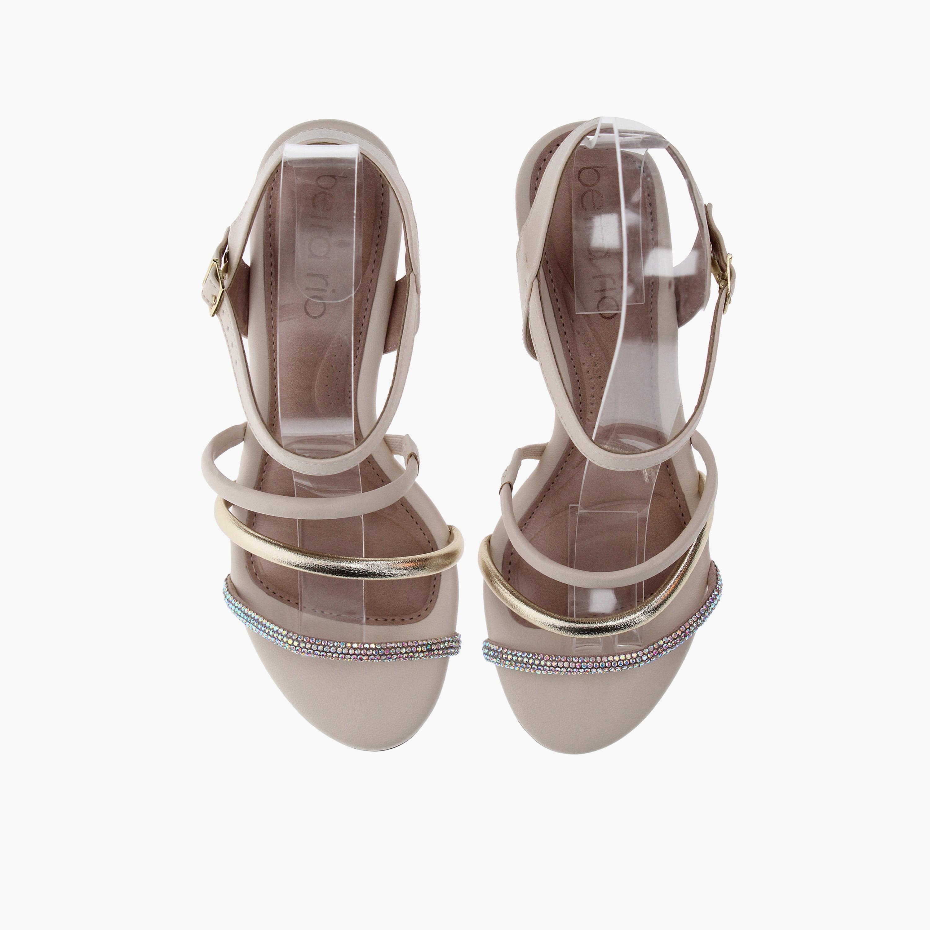 Beira Rio by Geoomnii  Women's Buckle Strap Block Heels | 8246-1198-26740-94599       -women-shoes-sandals-heeled-image-2