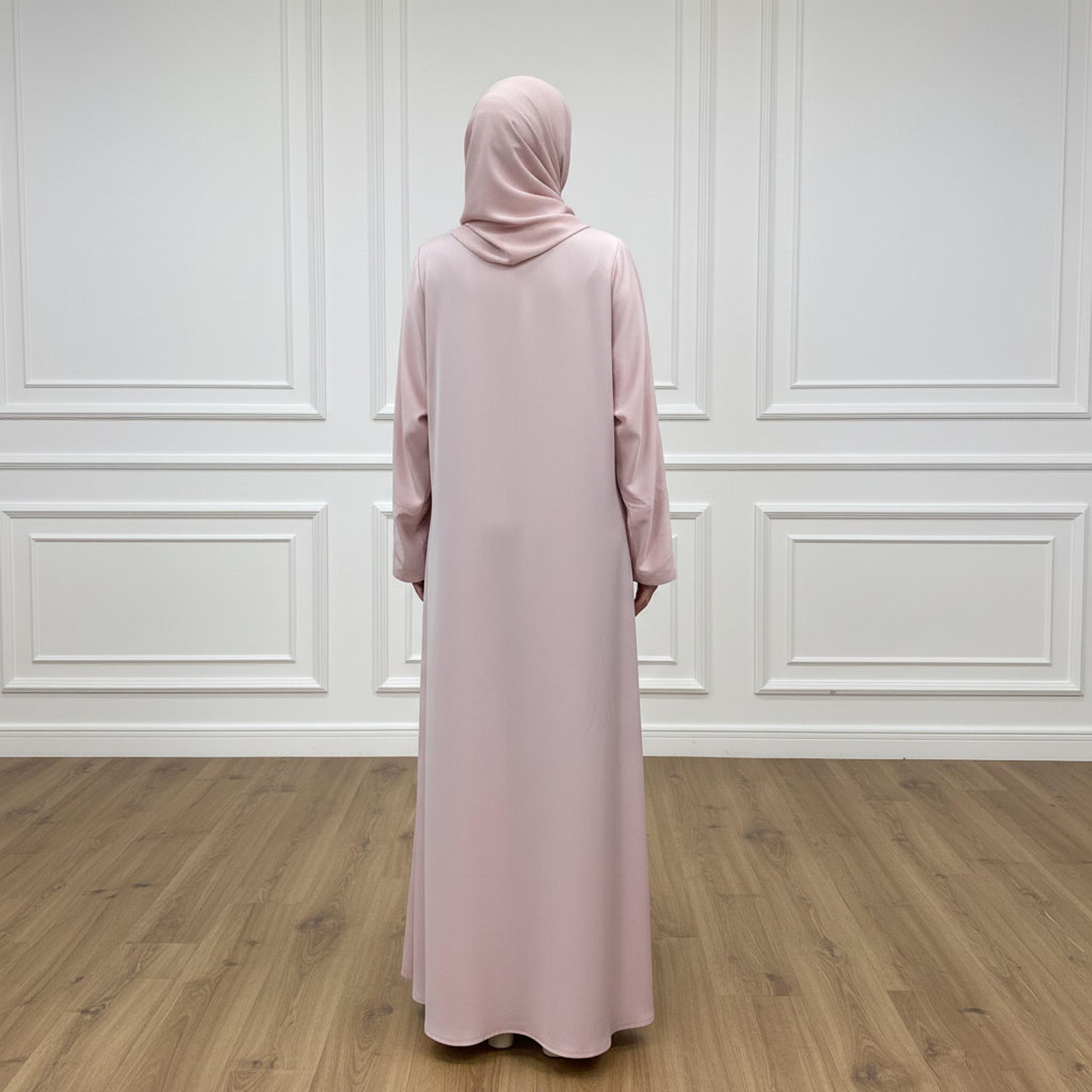 Nukhbaa Embroidered Flared Sleeves Nida Women's Abaya with Hijab-women-arabicclothing-abayas-image-4