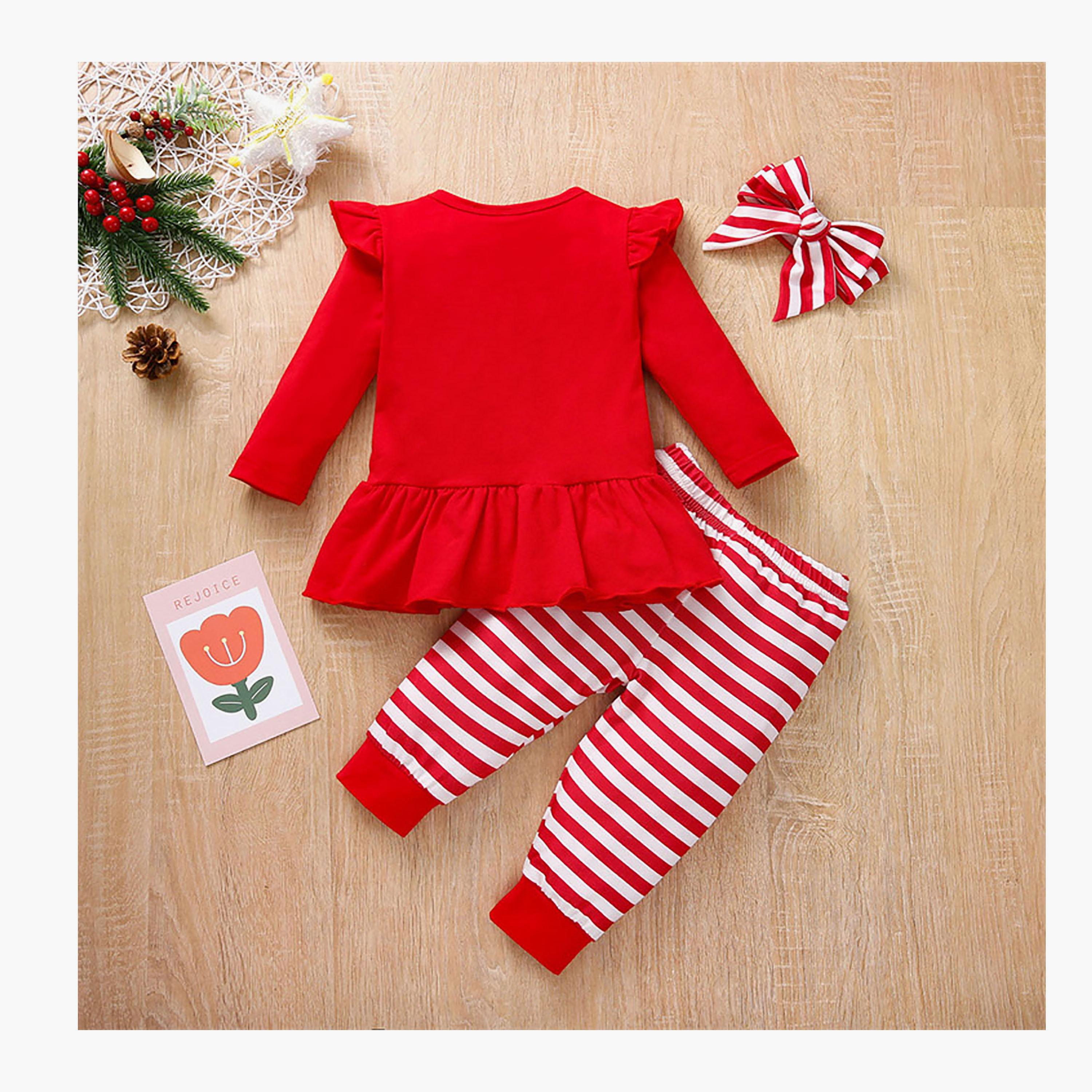 Babyqlo 3-Piece Girl's Printed Top with Joggers and Headband Set-baby-girls-clothing-setsandcoords-image-2