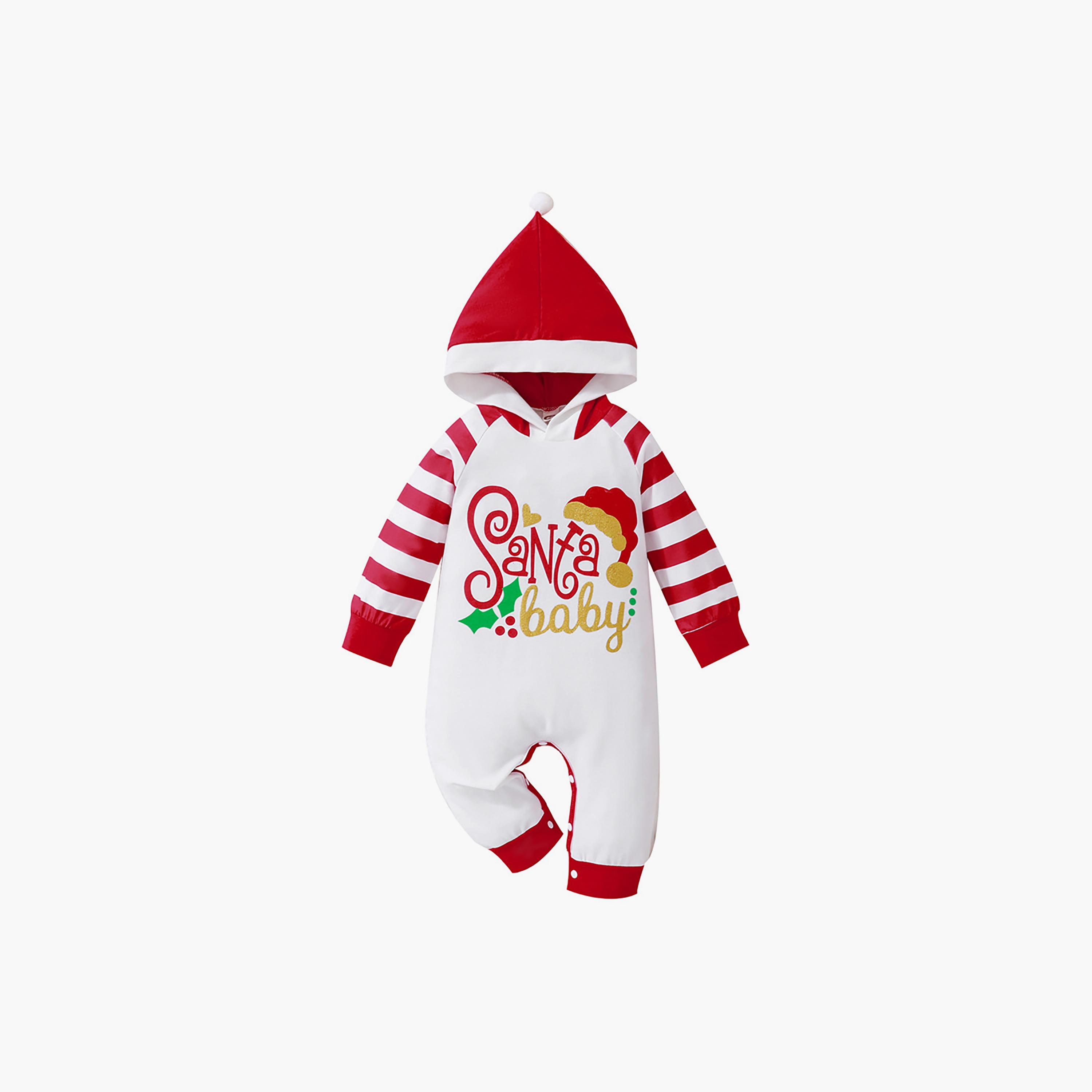 Babyqlo Kid's Santa Baby Printed Christmas Hooded Romper-baby-girls-clothing-rompers-image-1