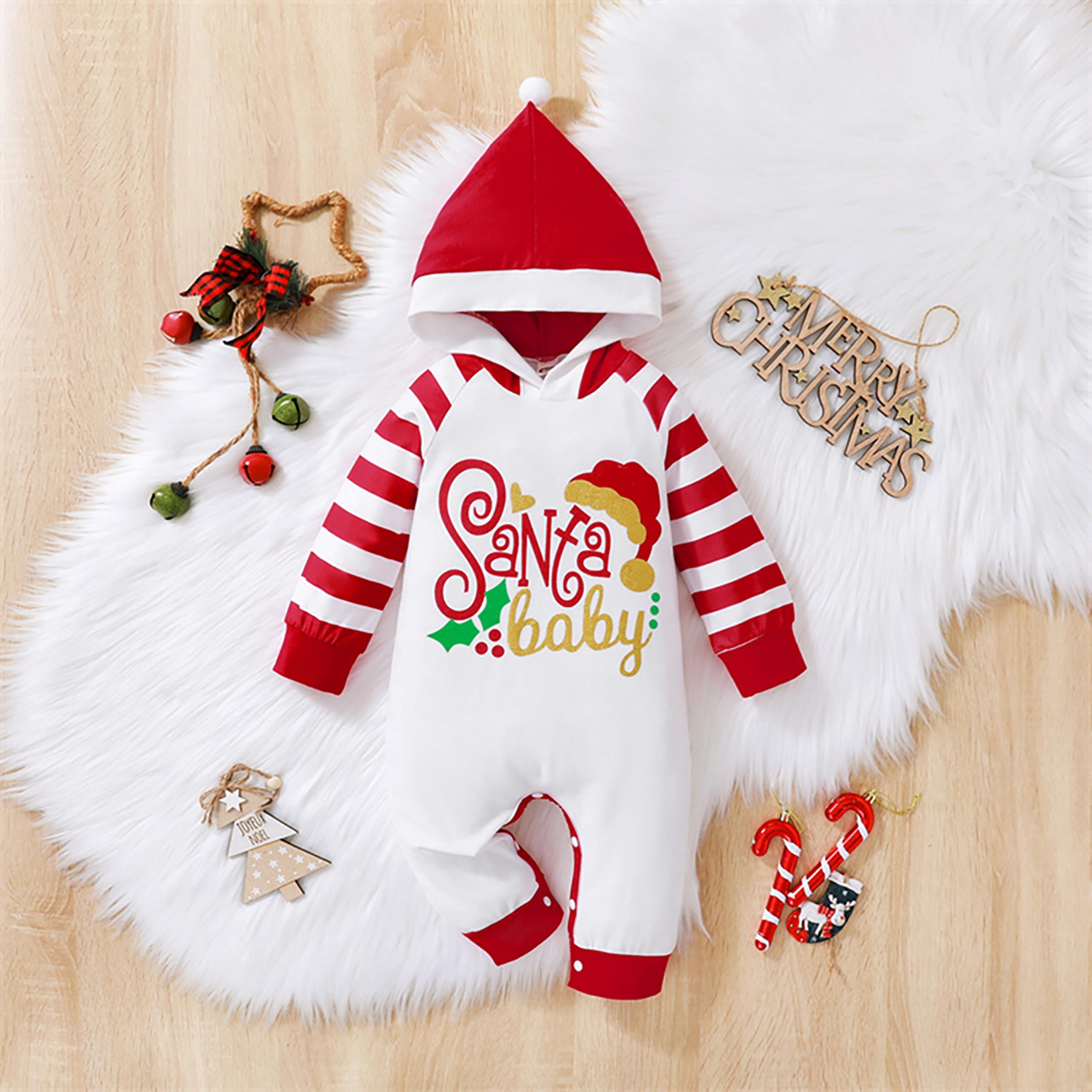 Babyqlo Kid's Santa Baby Printed Christmas Hooded Romper-baby-girls-clothing-rompers-image-2