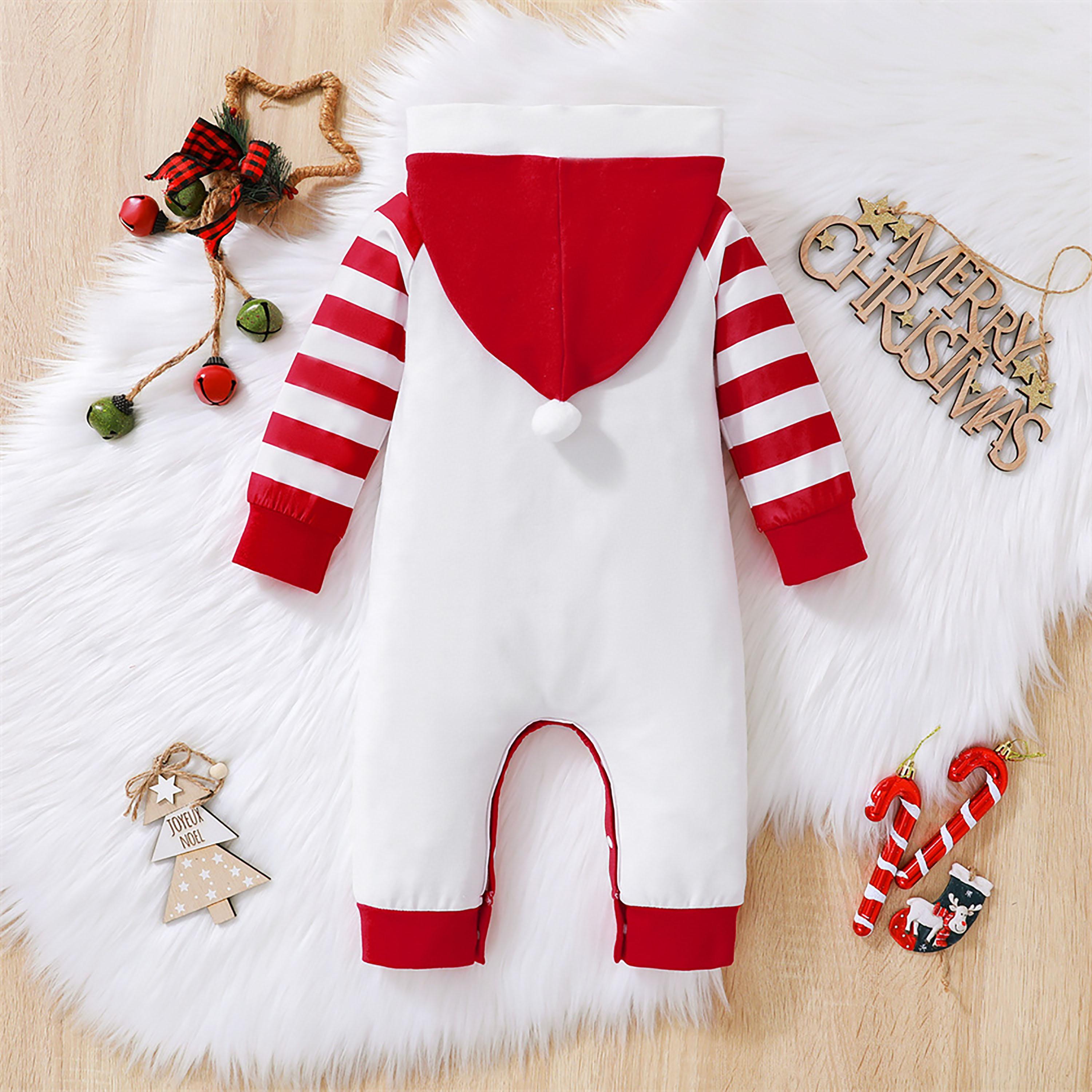 Babyqlo Kid's Santa Baby Printed Christmas Hooded Romper-baby-girls-clothing-rompers-image-3