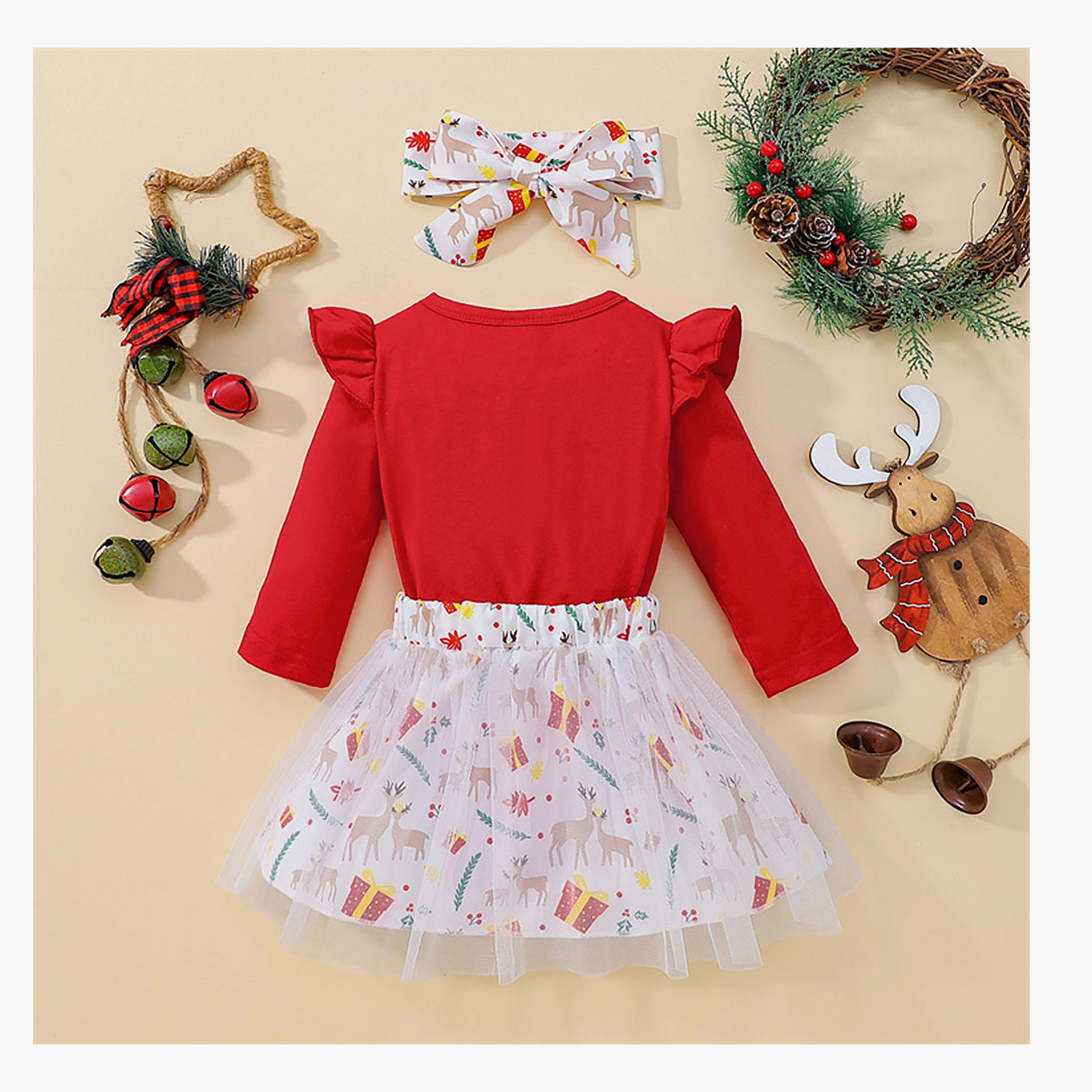 Babyqlo 3-Piece Printed Top with Skirt and Headband Set-baby-girls-clothing-setsandcoords-image-2