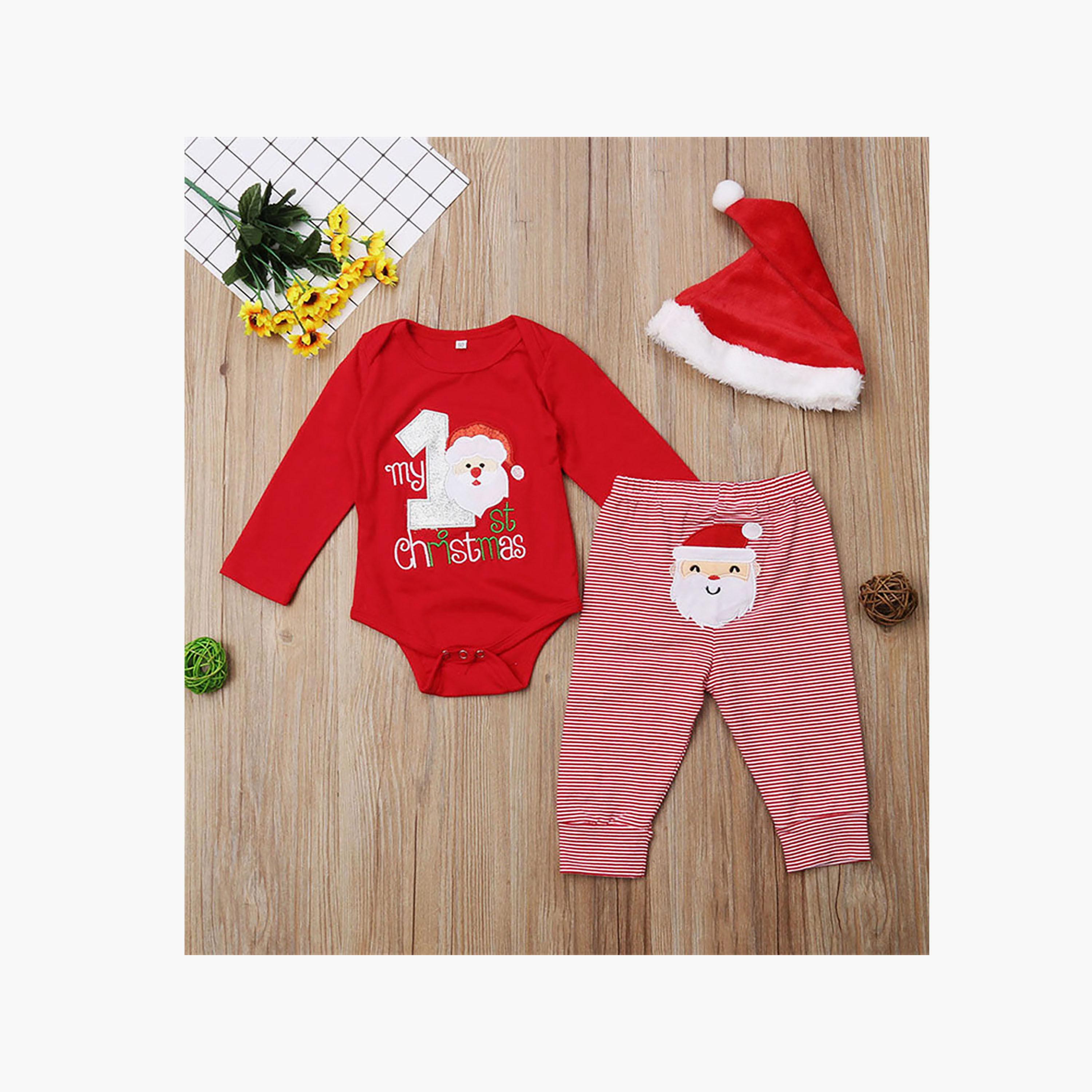 مجموعة بودي سوت مطبوع مع بنطال  ركض وقبعة 3 قطع للأطفال من بيبيكلو-baby-girls-clothing-setsandcoords-image-1