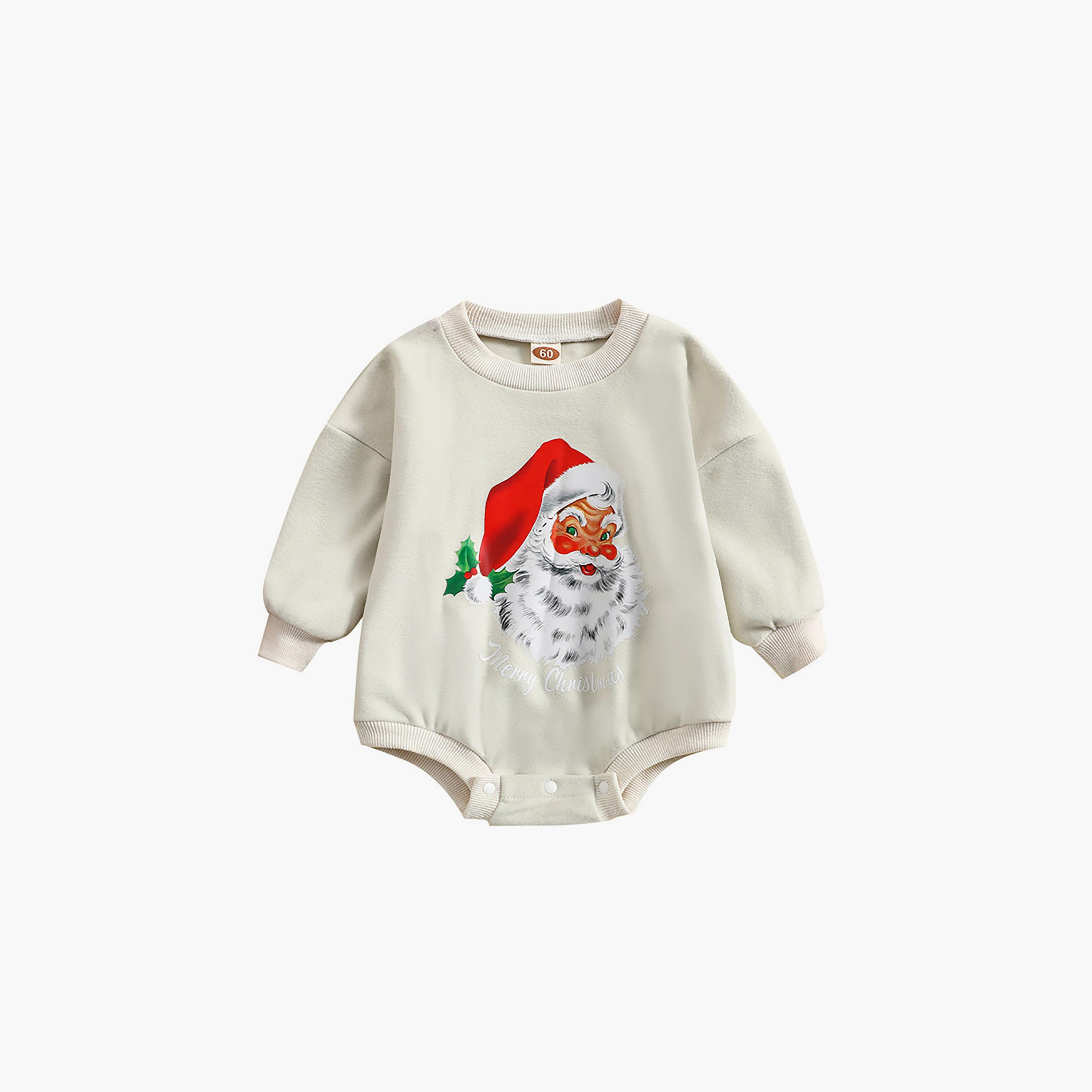 Babyqlo Kid's Merry Christmas Santa Face Printed Bodysuit-baby-girls-clothing-winterwear-bodysuits-image-1