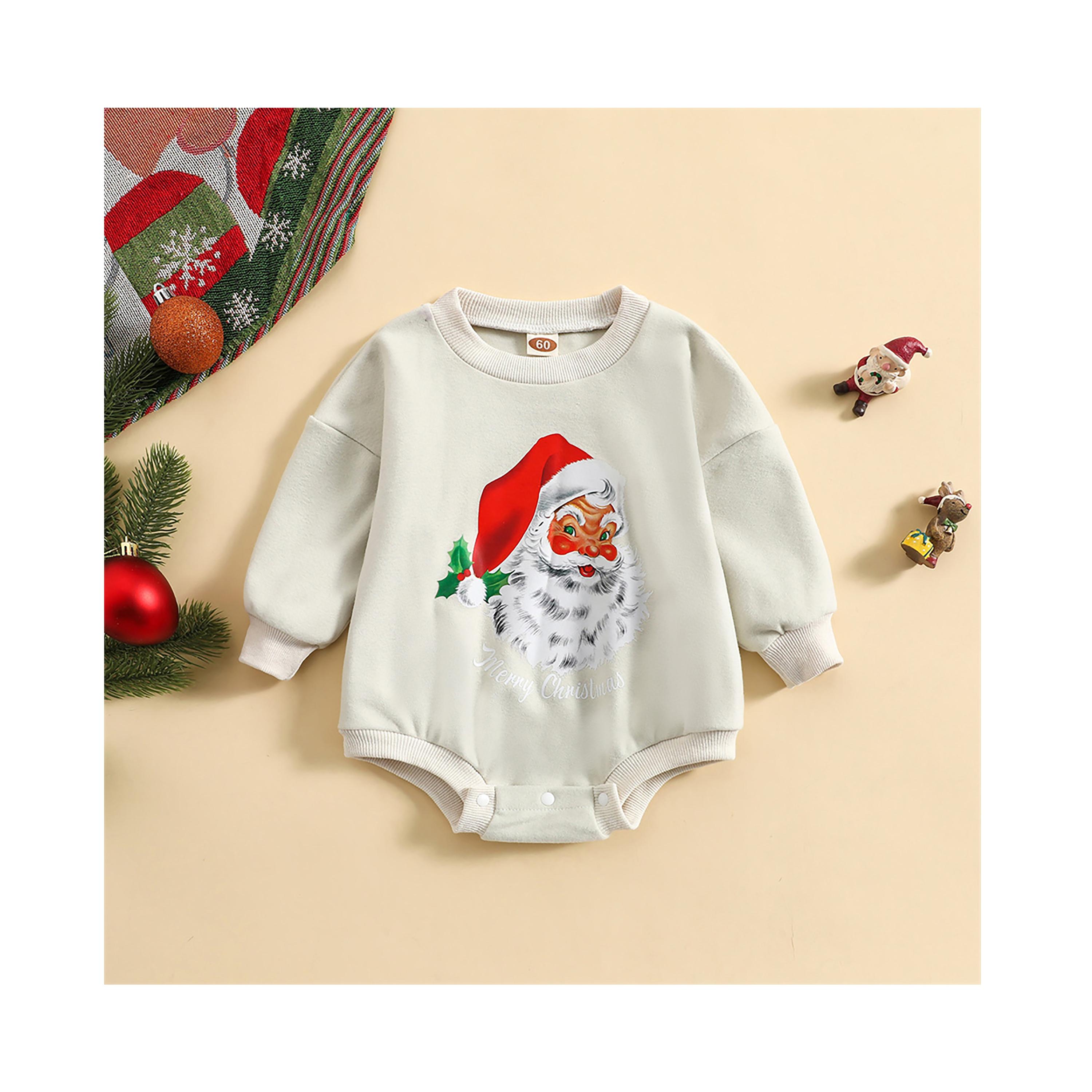 Babyqlo Kid's Merry Christmas Santa Face Printed Bodysuit-baby-girls-clothing-winterwear-bodysuits-image-2