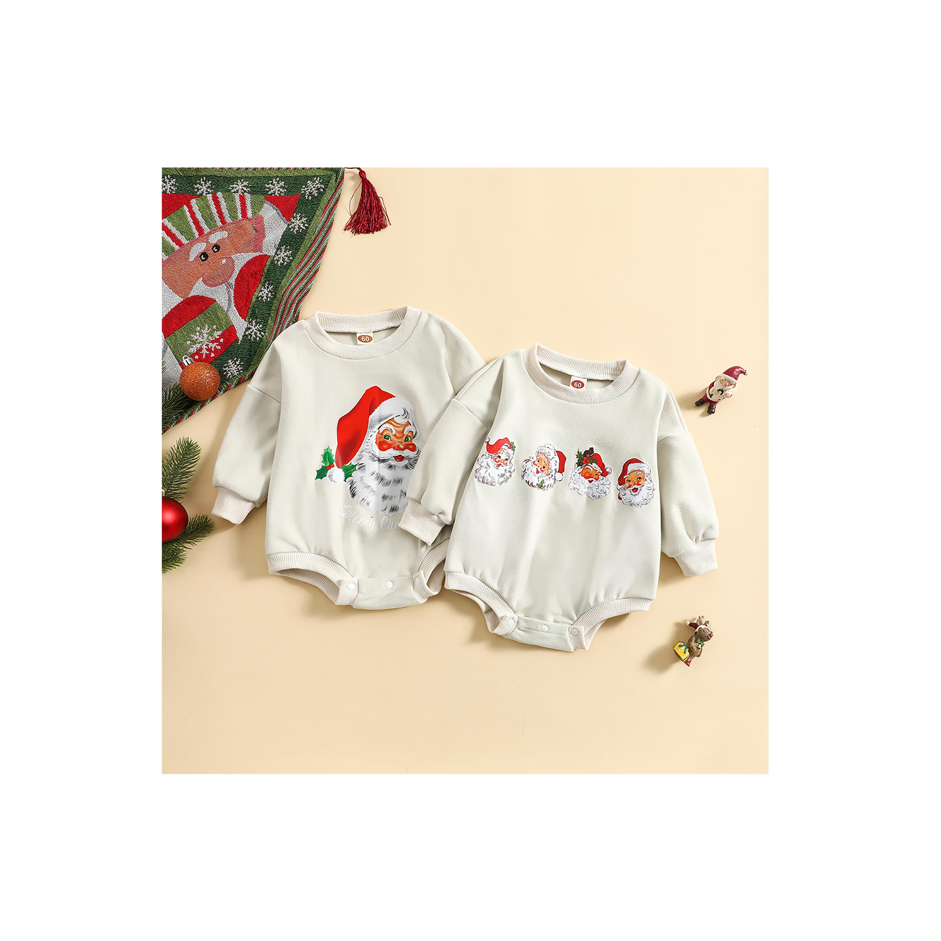 Babyqlo Kid's Merry Christmas Santa Face Printed Bodysuit-baby-girls-clothing-winterwear-bodysuits-image-5