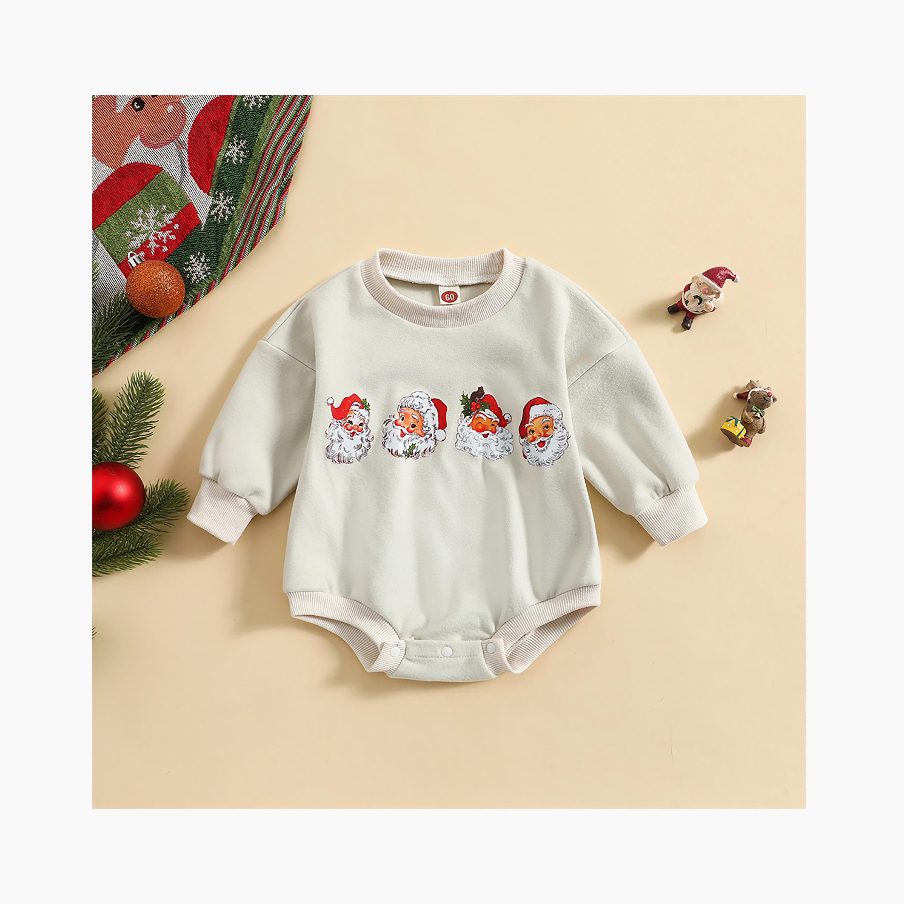 Babyqlo Kid's Santa Face's Printed Bodysuit-baby-girls-clothing-winterwear-bodysuits-image-2