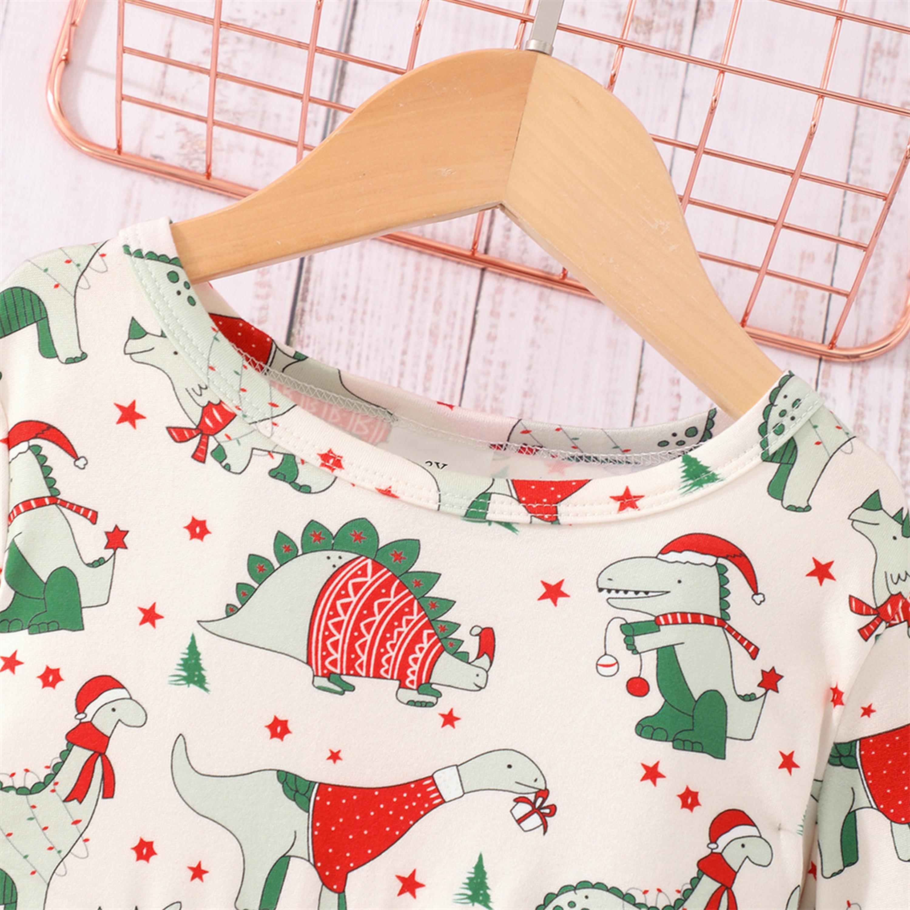 Babyqlo Christmas Festive Season's Delight Cute Dino with Gift Printed Knee-Length Dress-baby-girls-clothing-dressesandjumpsuits-image-4