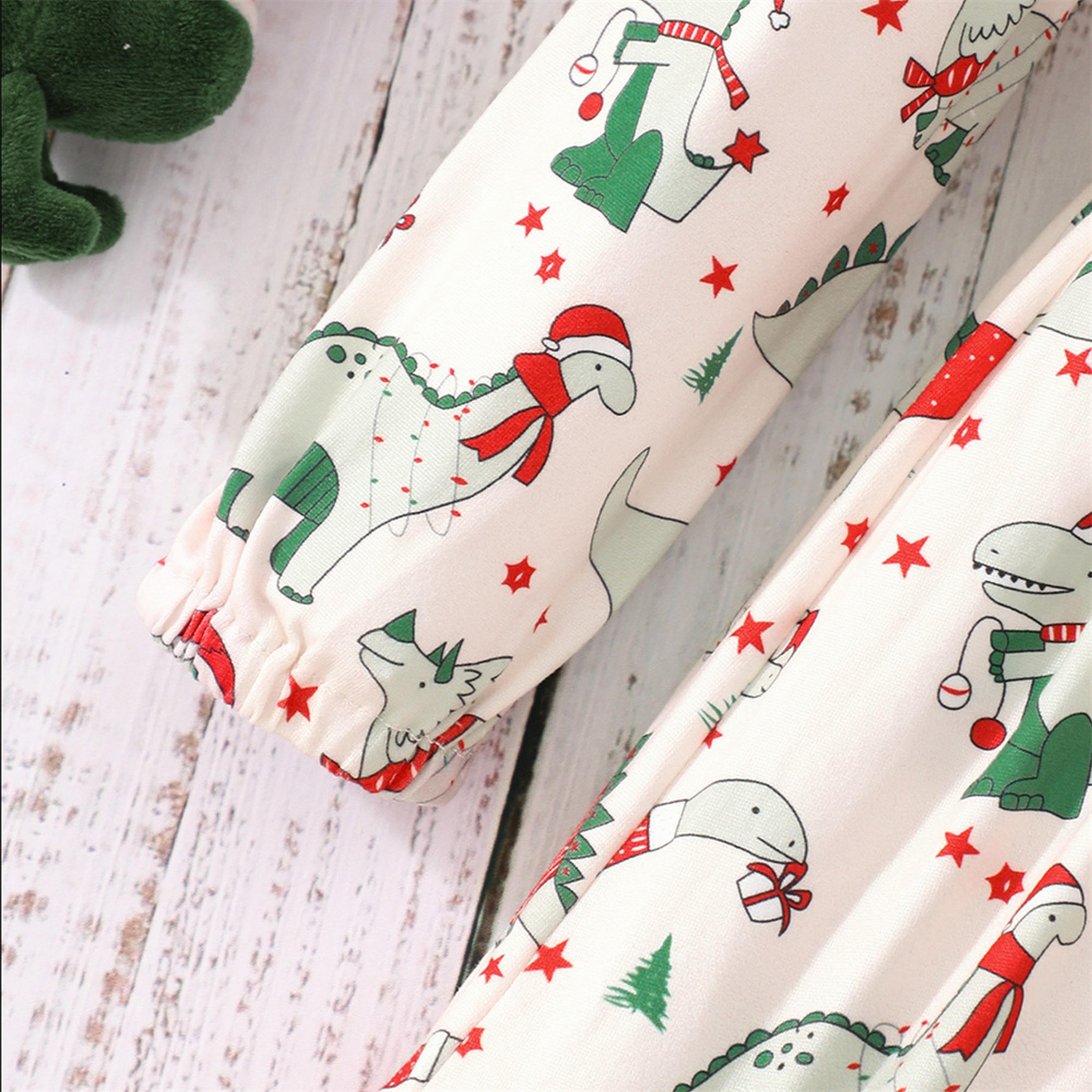 Babyqlo Christmas Festive Season's Delight Cute Dino with Gift Printed Knee-Length Dress-baby-girls-clothing-dressesandjumpsuits-image-5