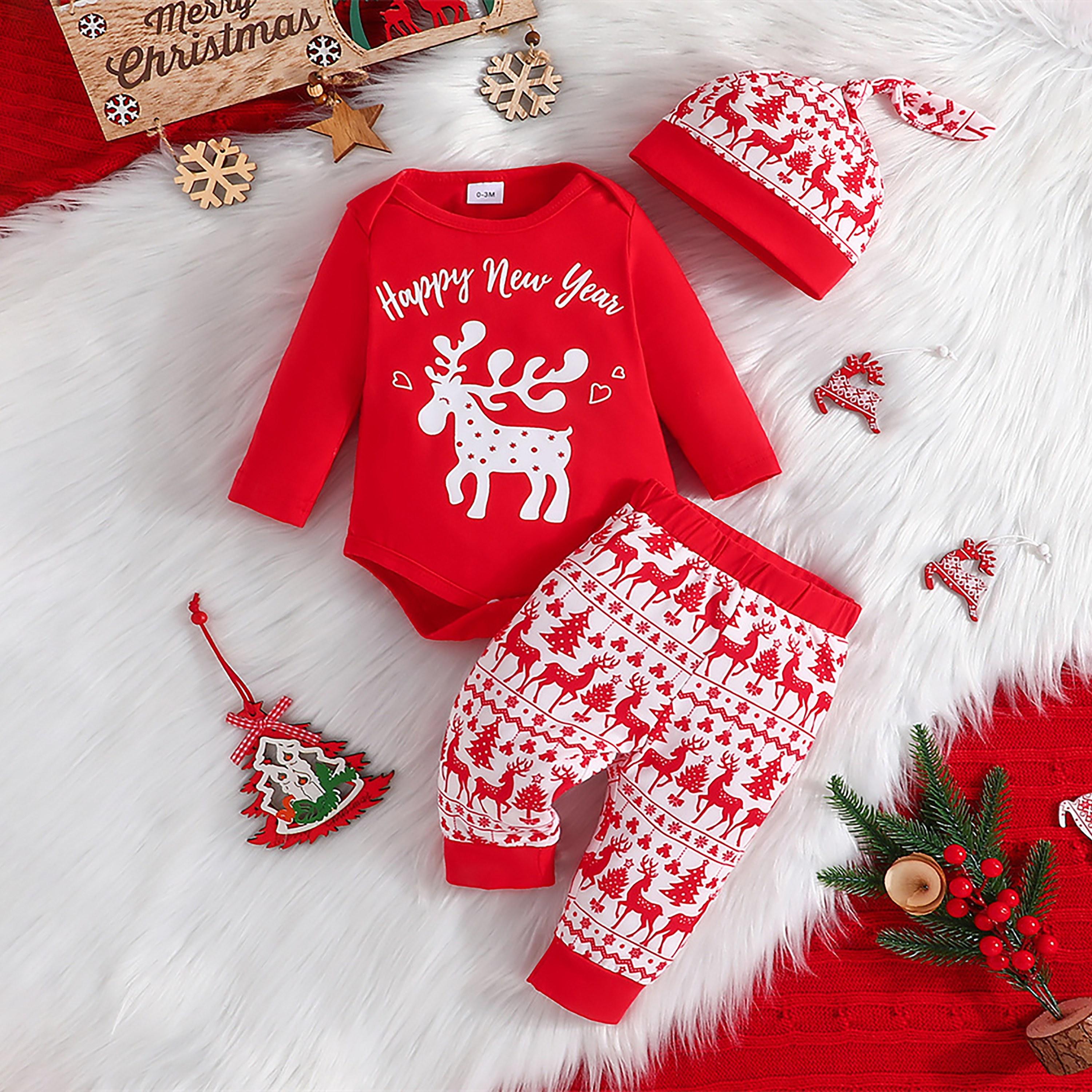 مجموعة بودي سوت بطبعة راينديير ووندرلاند مع بنطال وقبعة للأطفال 3 قطع من بيبيكلو-baby-girls-clothing-setsandcoords-image-1