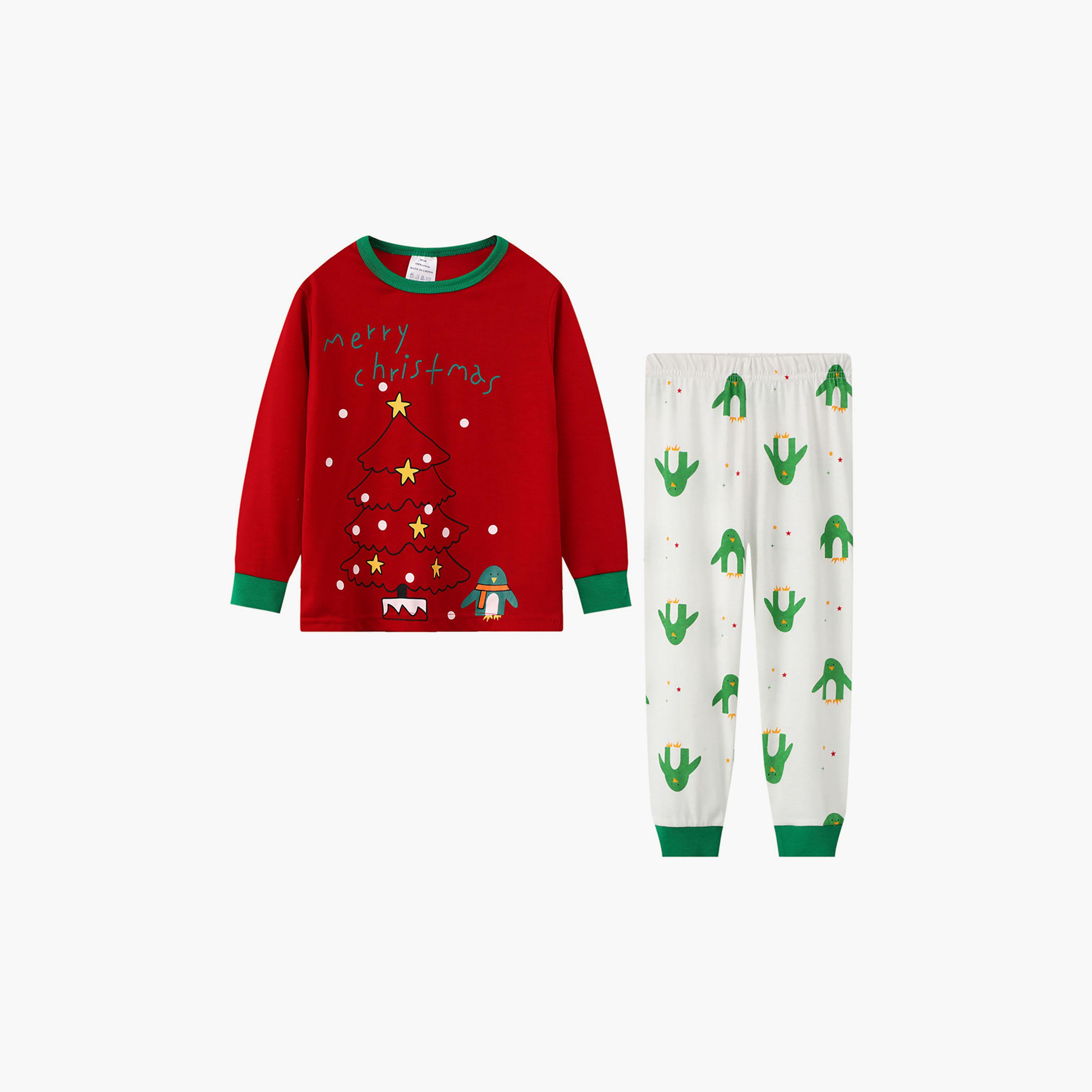 مجموعة تيشيرت وبيجامة مطبوعين ميرري كرييسماس للأطفال قطعتين من بيبيكلو-boys-clothing-nightwear-image-1