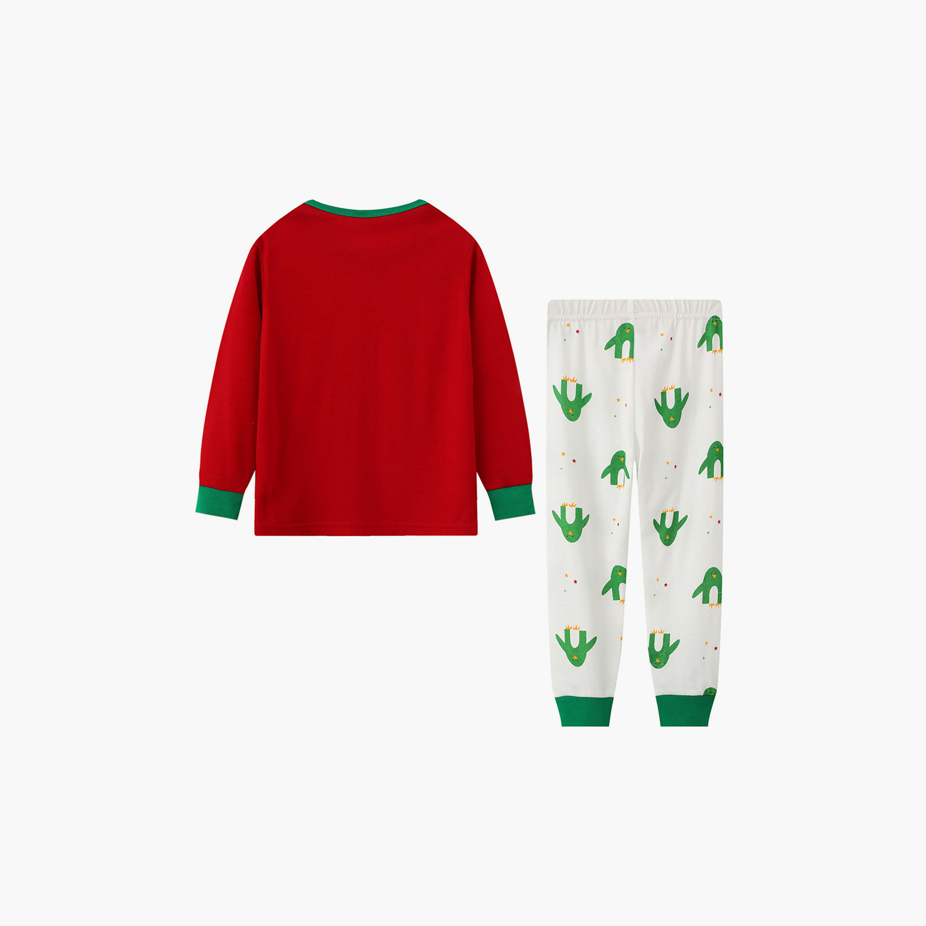 مجموعة تيشيرت وبيجامة مطبوعين ميرري كرييسماس للأطفال قطعتين من بيبيكلو-boys-clothing-nightwear-image-2