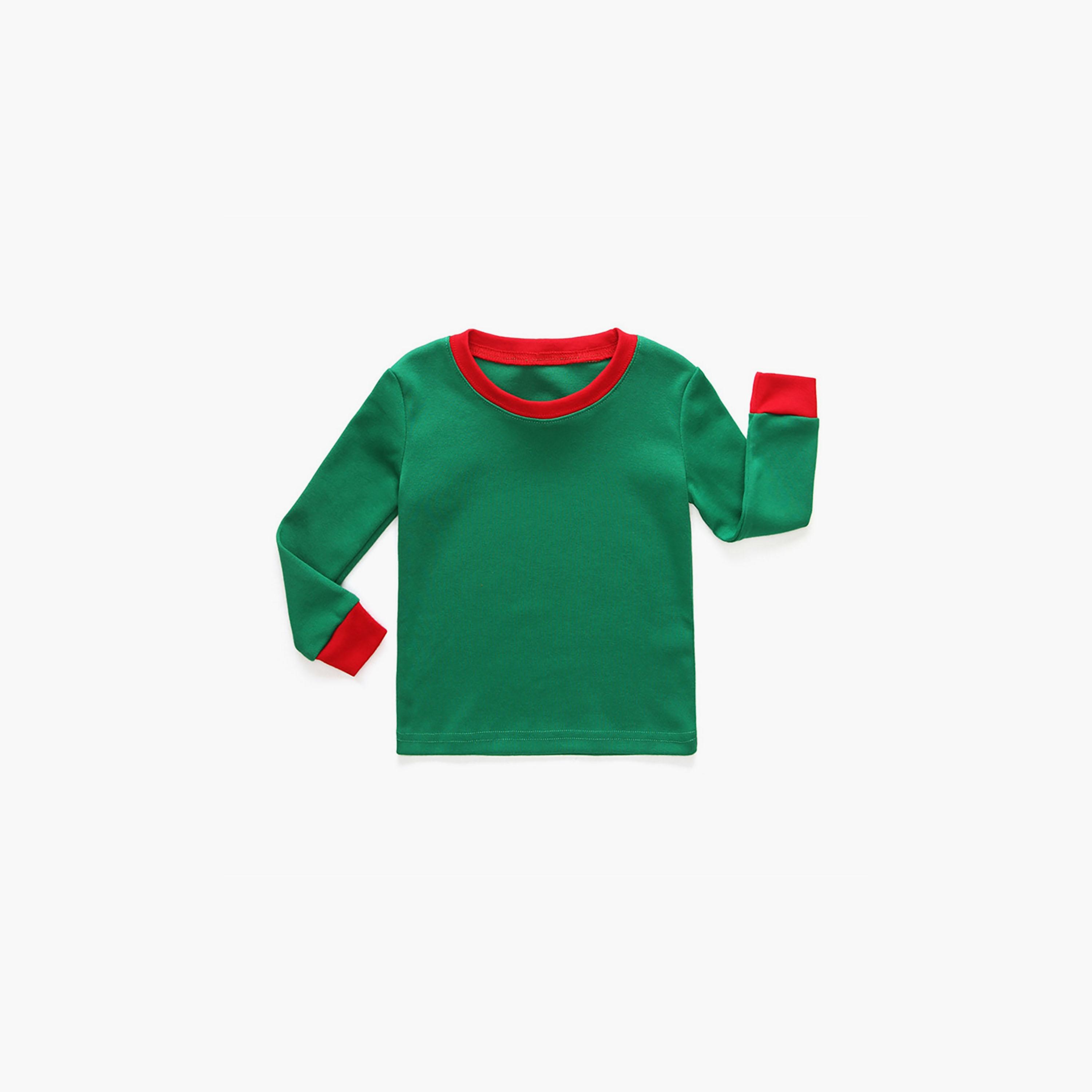 مجموعة تيشيرت أخضر سادة وبنطال ركض مخطط للأطفال قطعتين من بيبيكلو-boys-clothing-nightwear-image-3