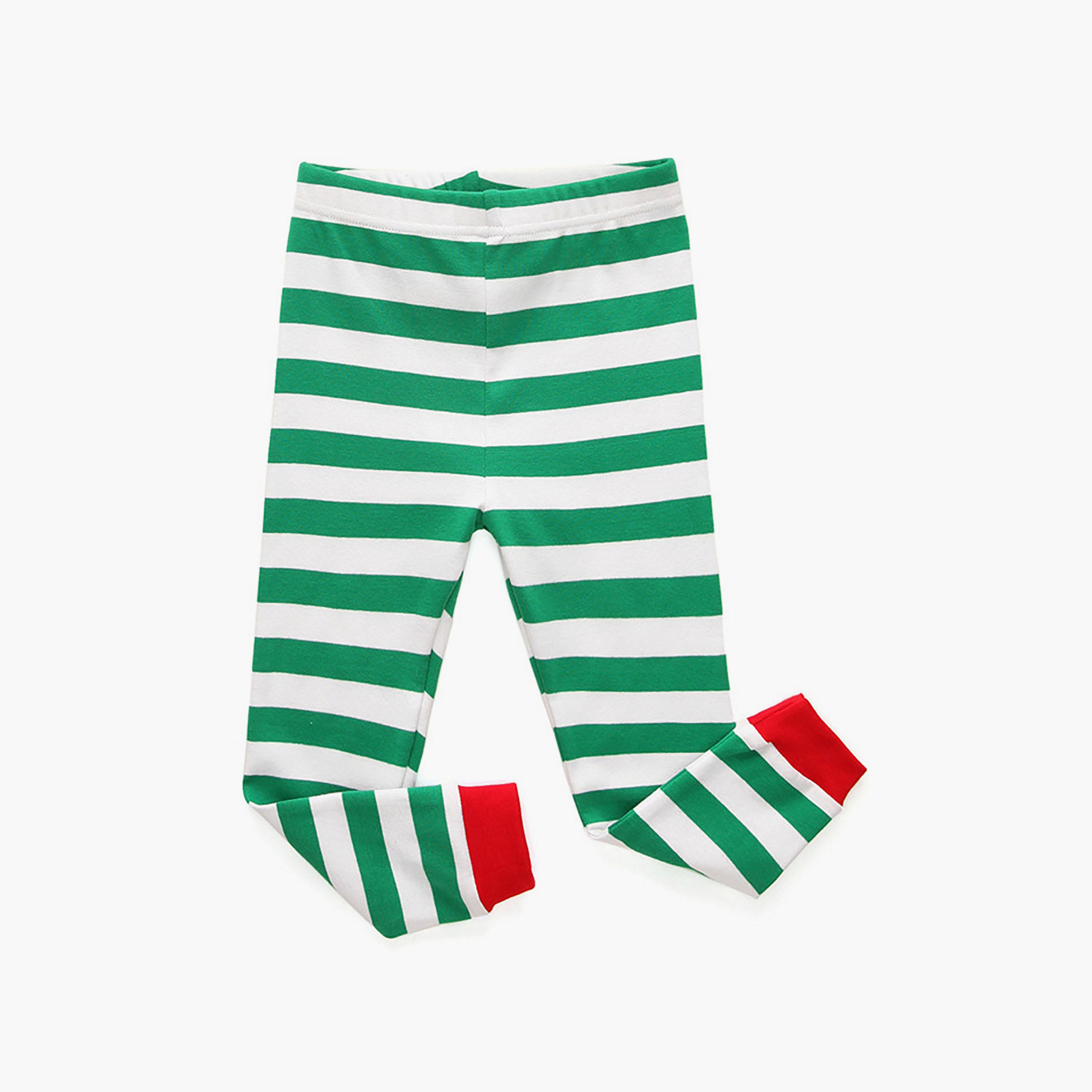 مجموعة تيشيرت أخضر سادة وبنطال ركض مخطط للأطفال قطعتين من بيبيكلو-boys-clothing-nightwear-image-4