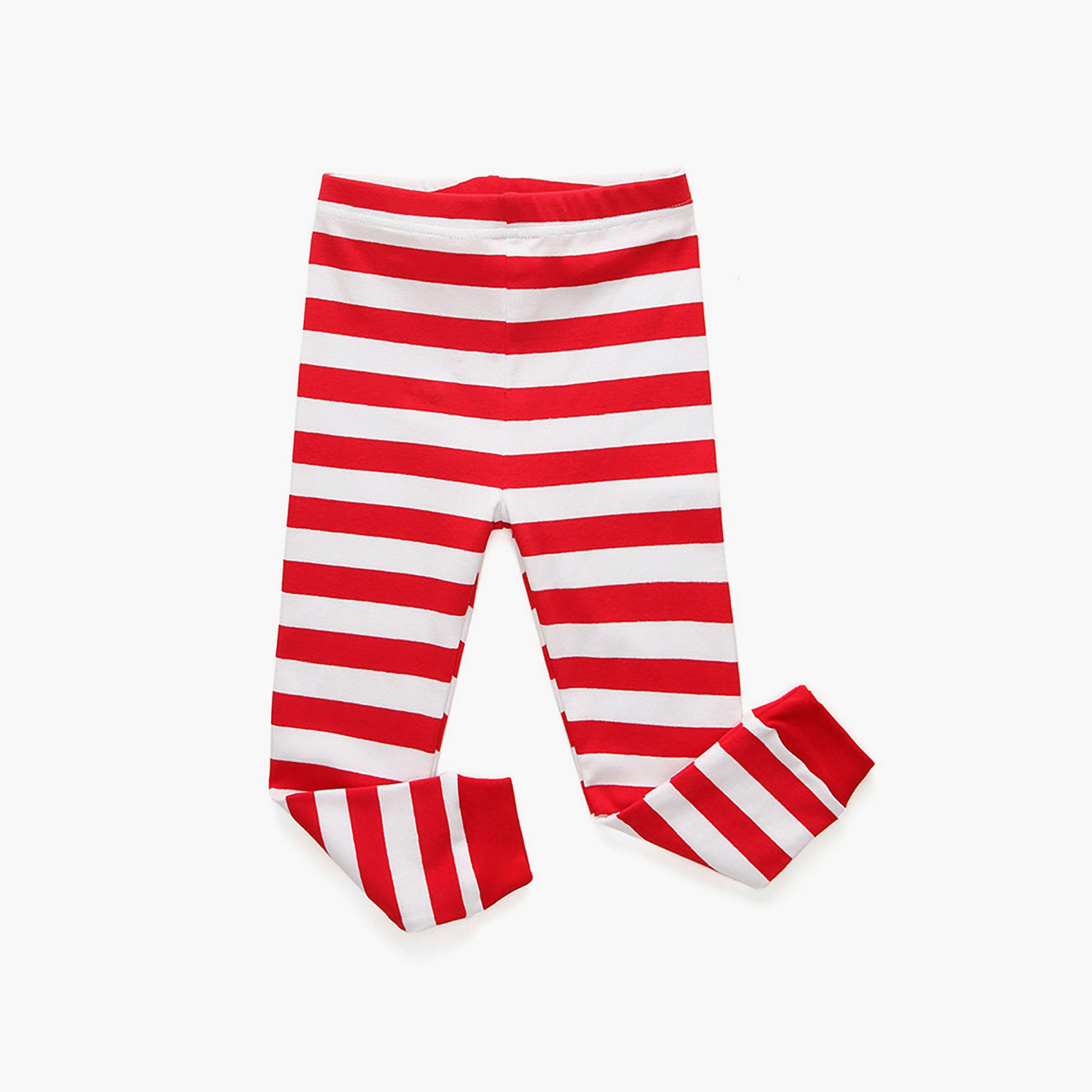 Babyqlo 2-Piece Kid's Solid Red T-Shirt with Stripe Joggers Set-boys-clothing-nightwear-image-5