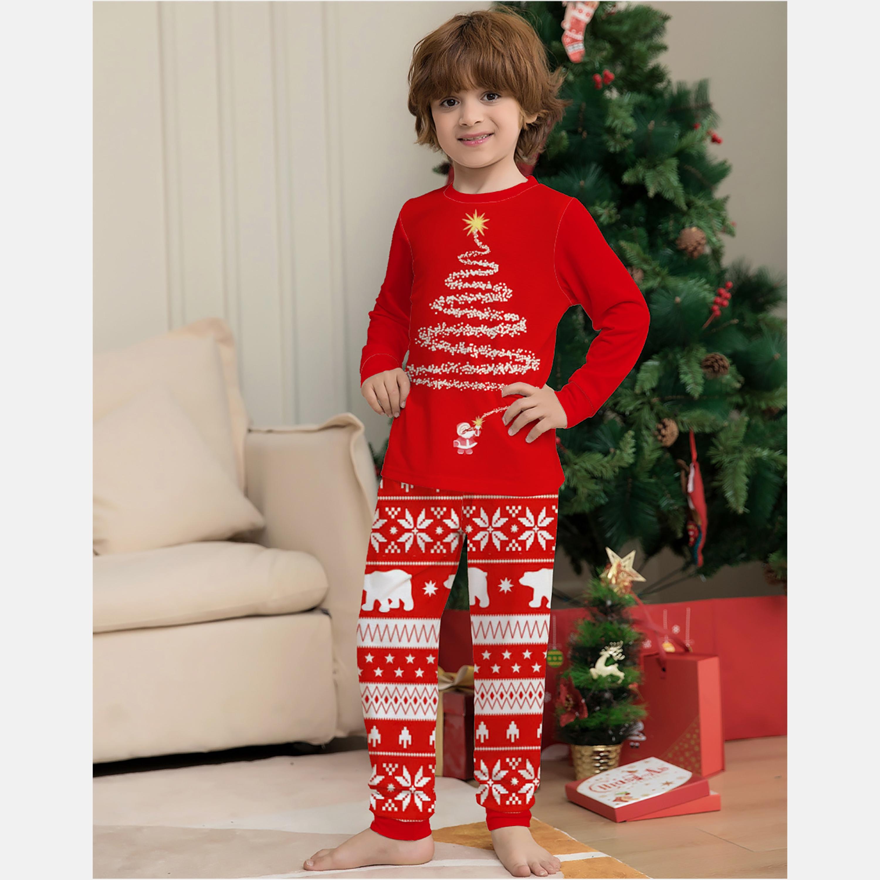 Babyqlo 2-Piece Kid's Christmas Tree Printed T-Shirt with Printed Joggers Set-boys-clothing-nightwear-image-2
