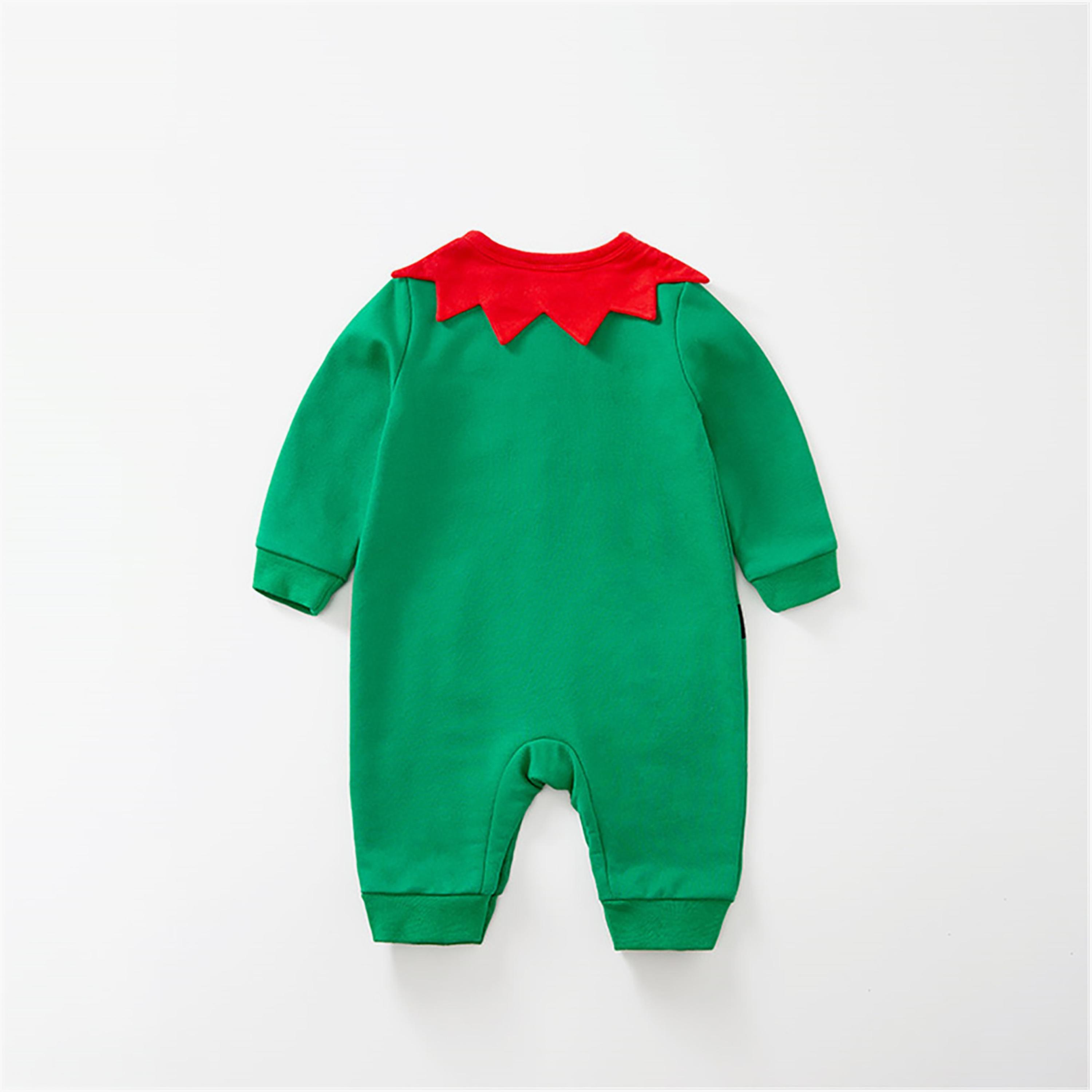 Babyqlo 2-Piece Little Santa's Helper Green Romper with Cap-baby-boys-clothing-bodysuits-image-2