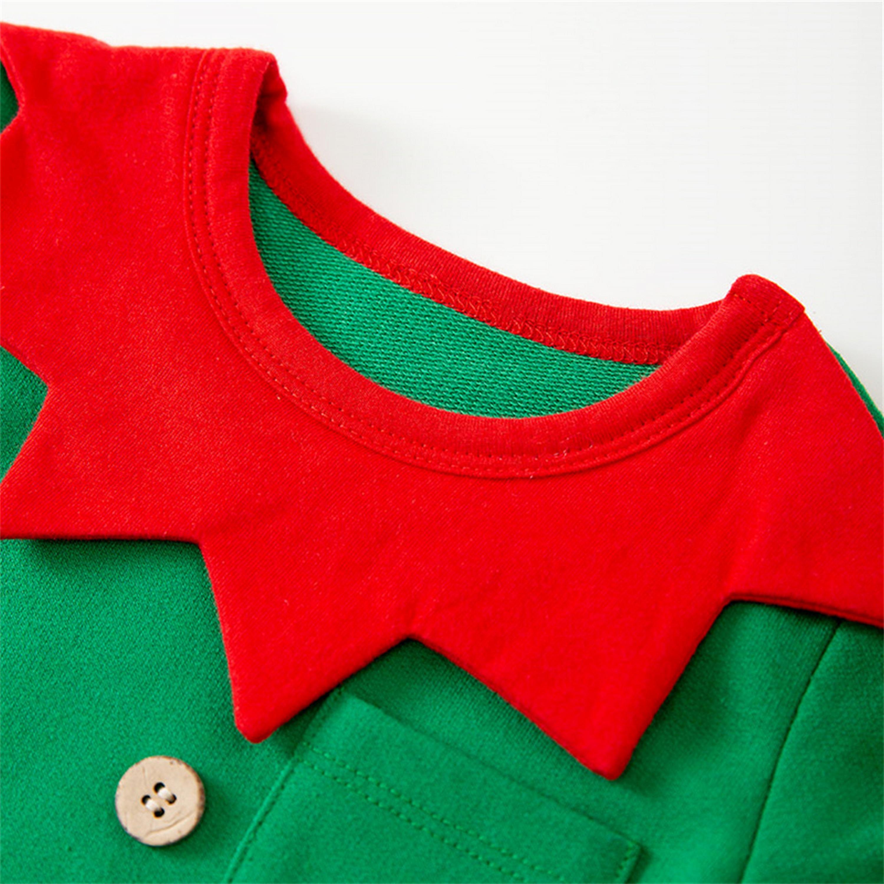 Babyqlo 2-Piece Little Santa's Helper Green Romper with Cap-baby-boys-clothing-bodysuits-image-3