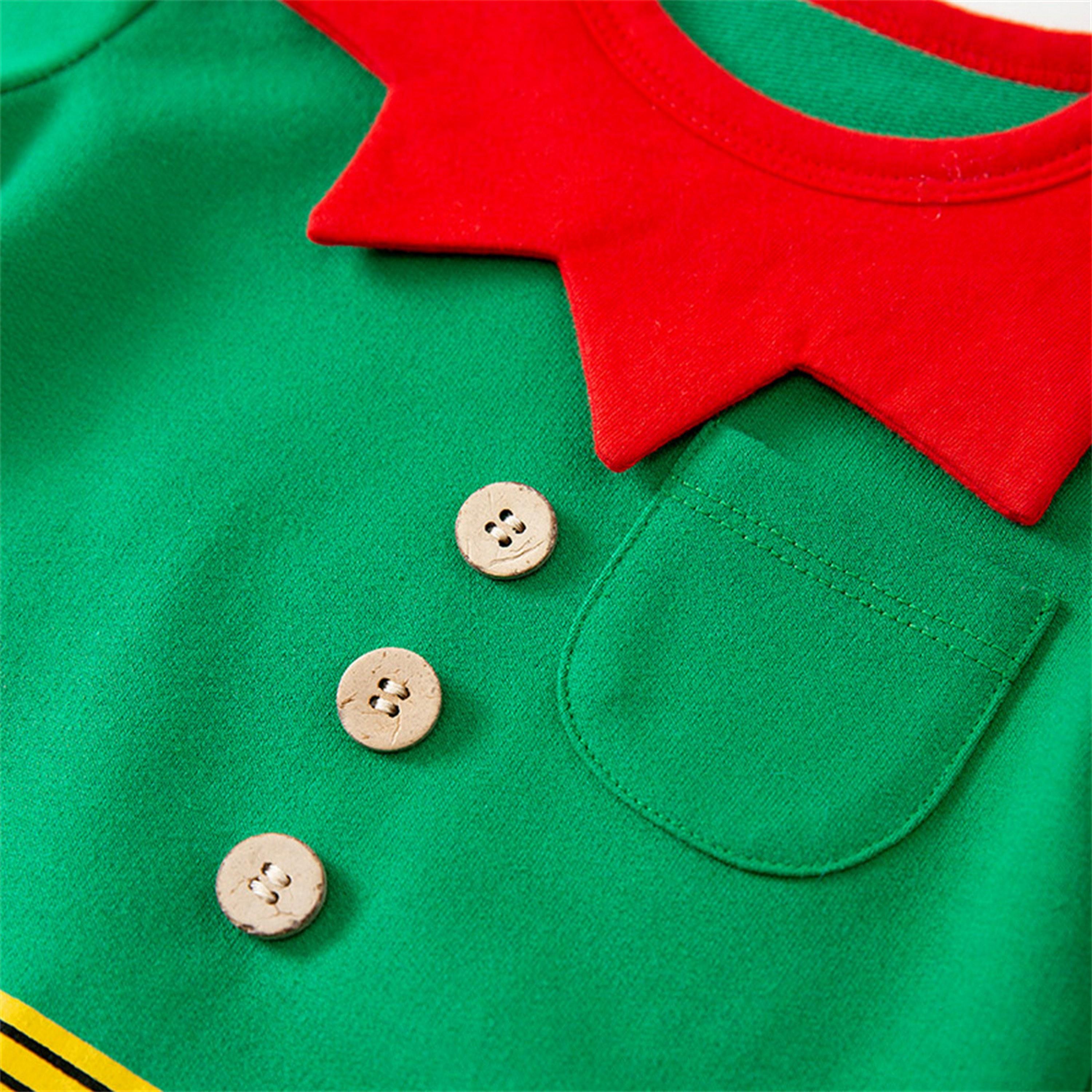 Babyqlo 2-Piece Little Santa's Helper Green Romper with Cap-baby-boys-clothing-bodysuits-image-5