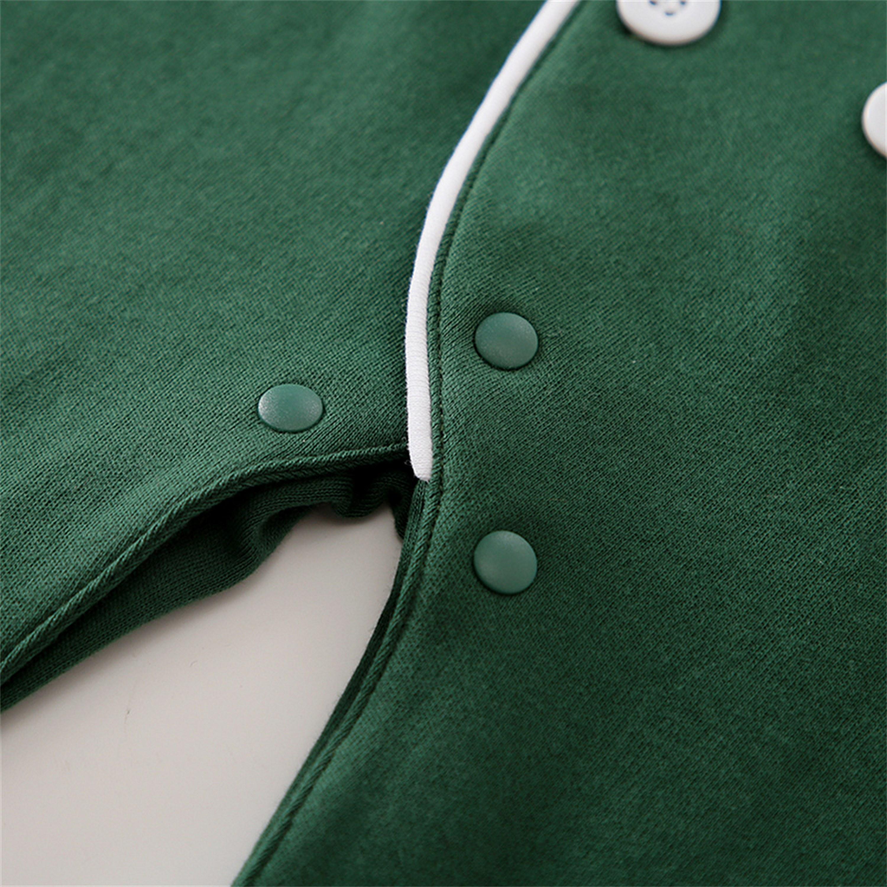 Babyqlo Kid's Christmas Elegance Green Solid Bodysuit-baby-girls-clothing-bodysuits-image-4