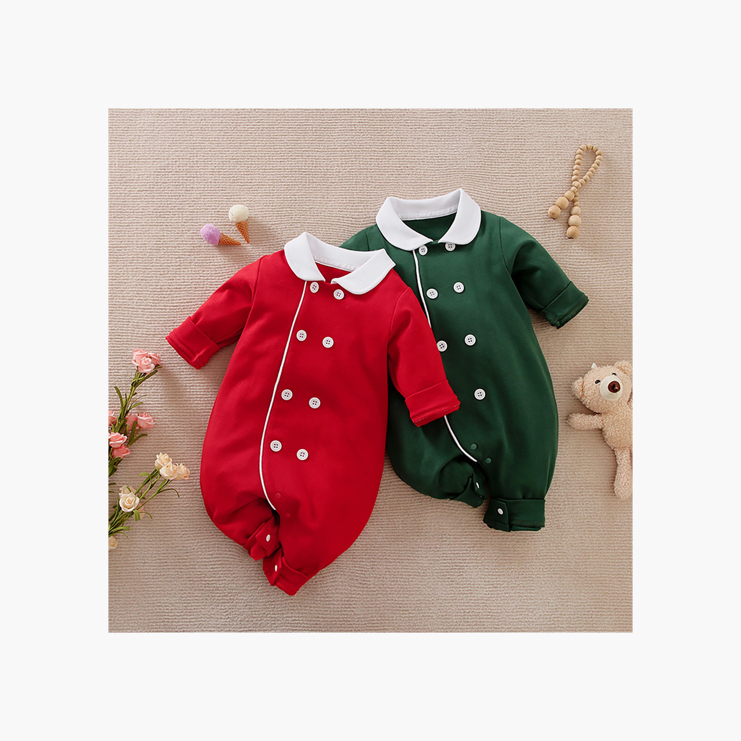 Babyqlo Kid's Christmas Elegance Green Solid Bodysuit-baby-girls-clothing-bodysuits-image-5