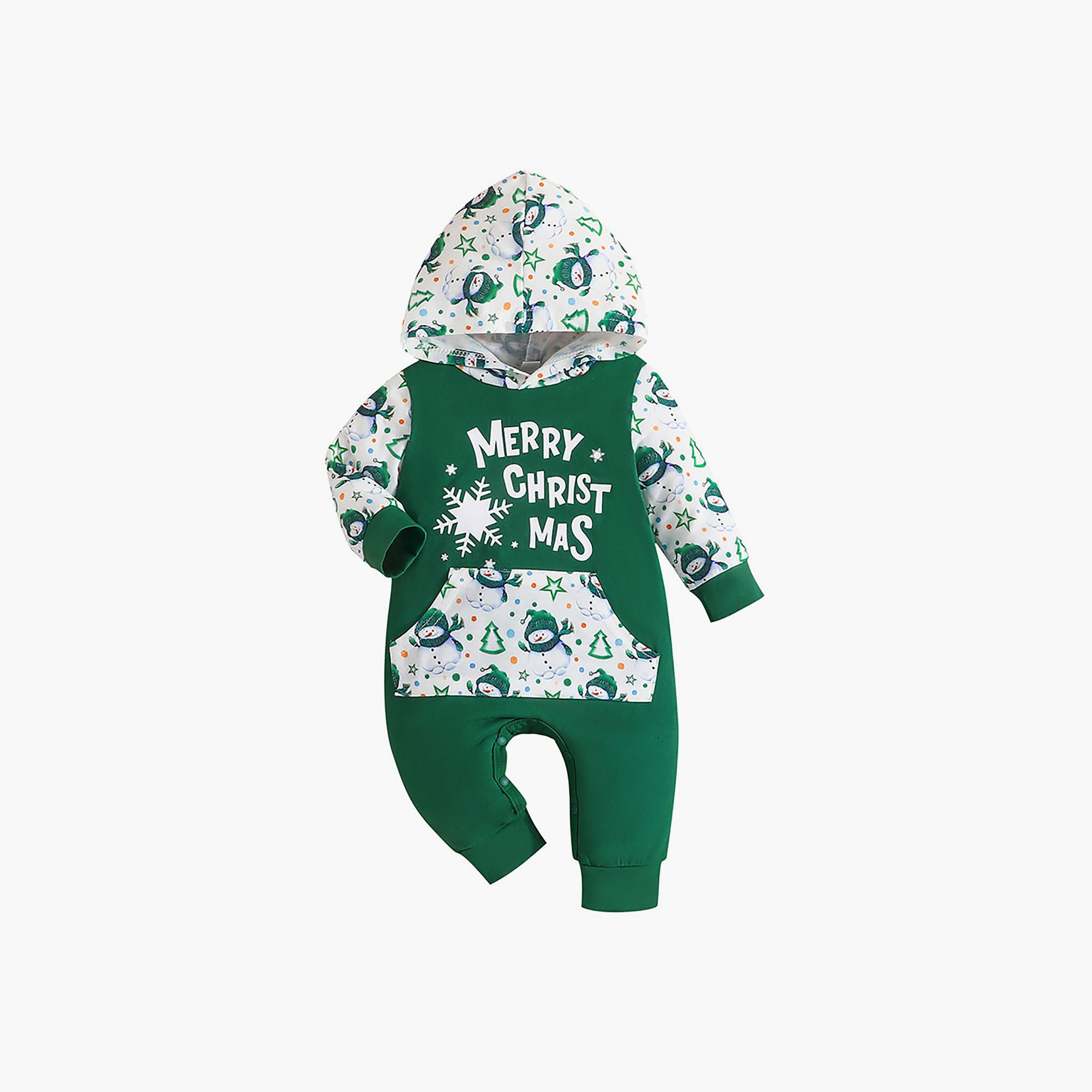 Babyqlo Kid's Merry Christmas Printed White & Green Romper-baby-girls-clothing-rompers-image-1