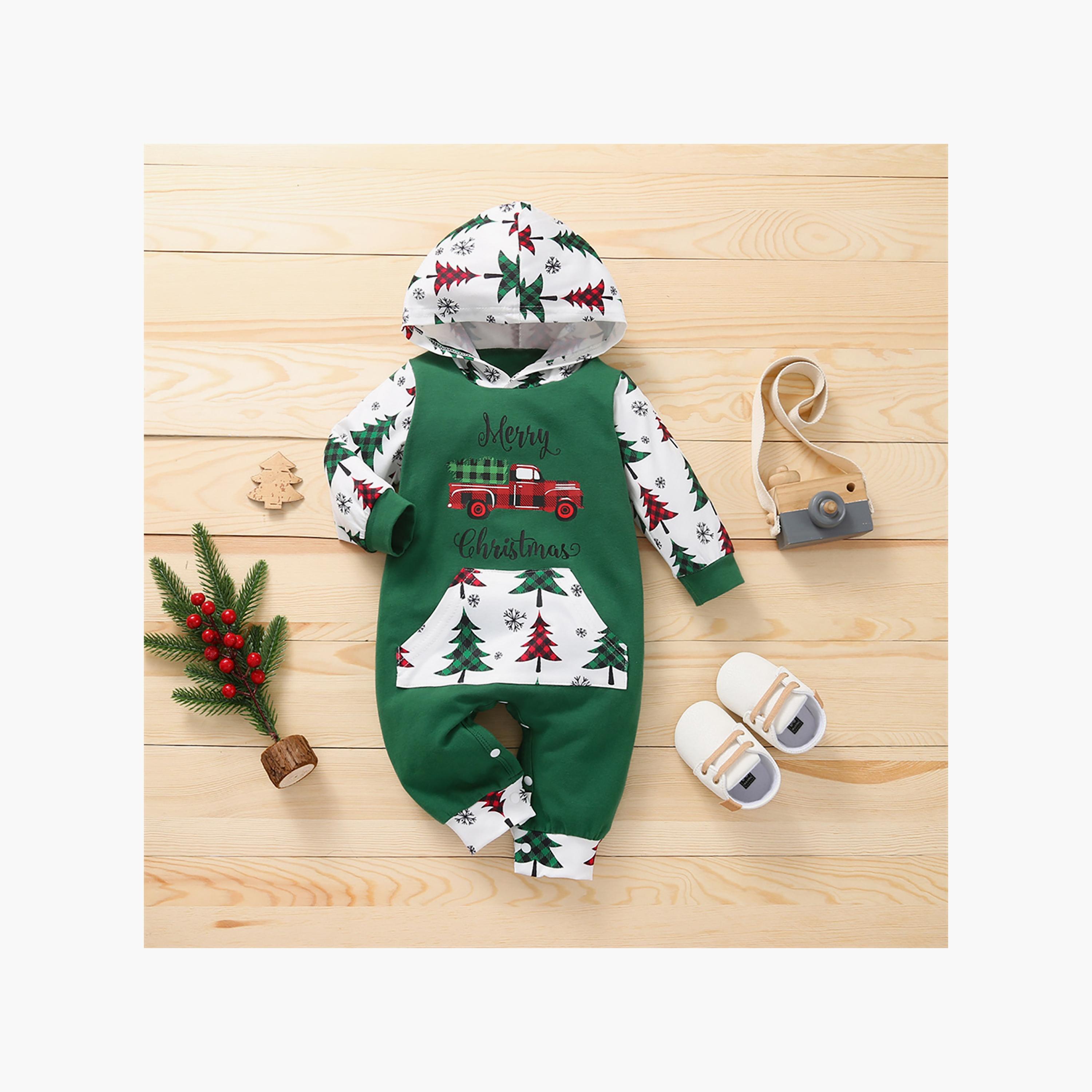 Babyqlo Kid's Christmas Printed Overall with Hoodie-baby-girls-clothing-rompers-image-1
