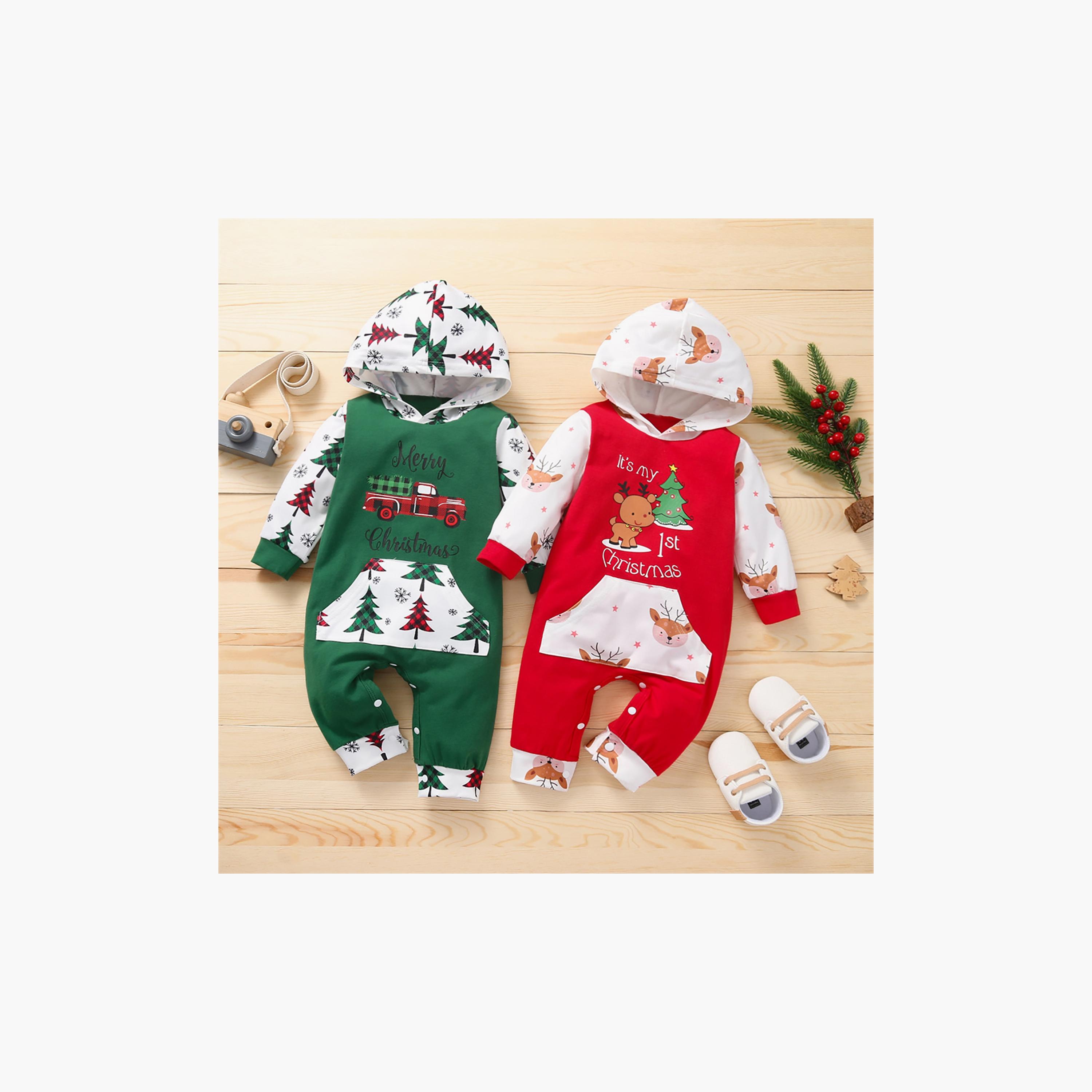 Babyqlo Kid's Christmas Printed Overall with Hoodie-baby-girls-clothing-rompers-image-5