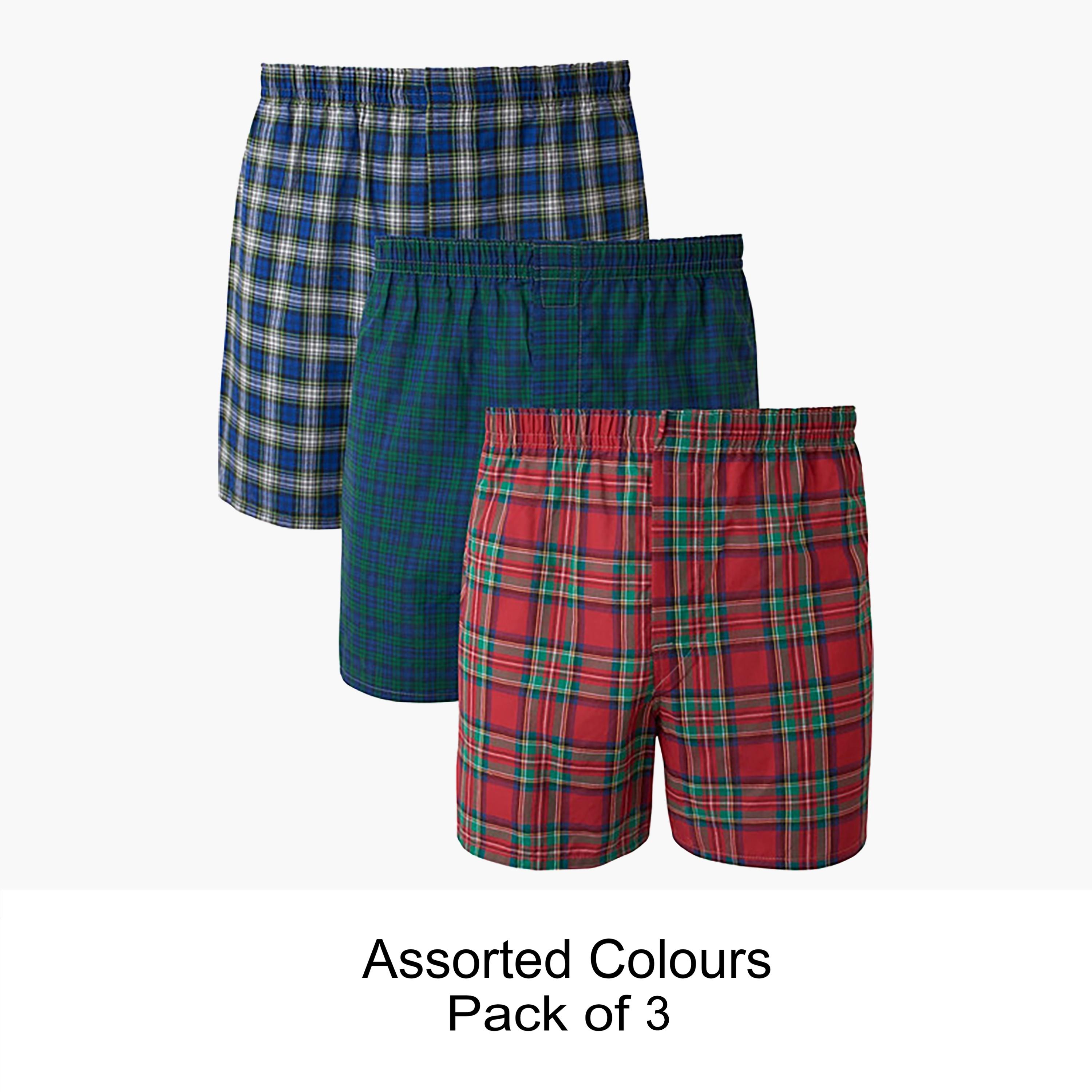 Hanes Assorted Pack of 3 Checked Men's Boxers-men-clothing-innerwear-underwear-image-1