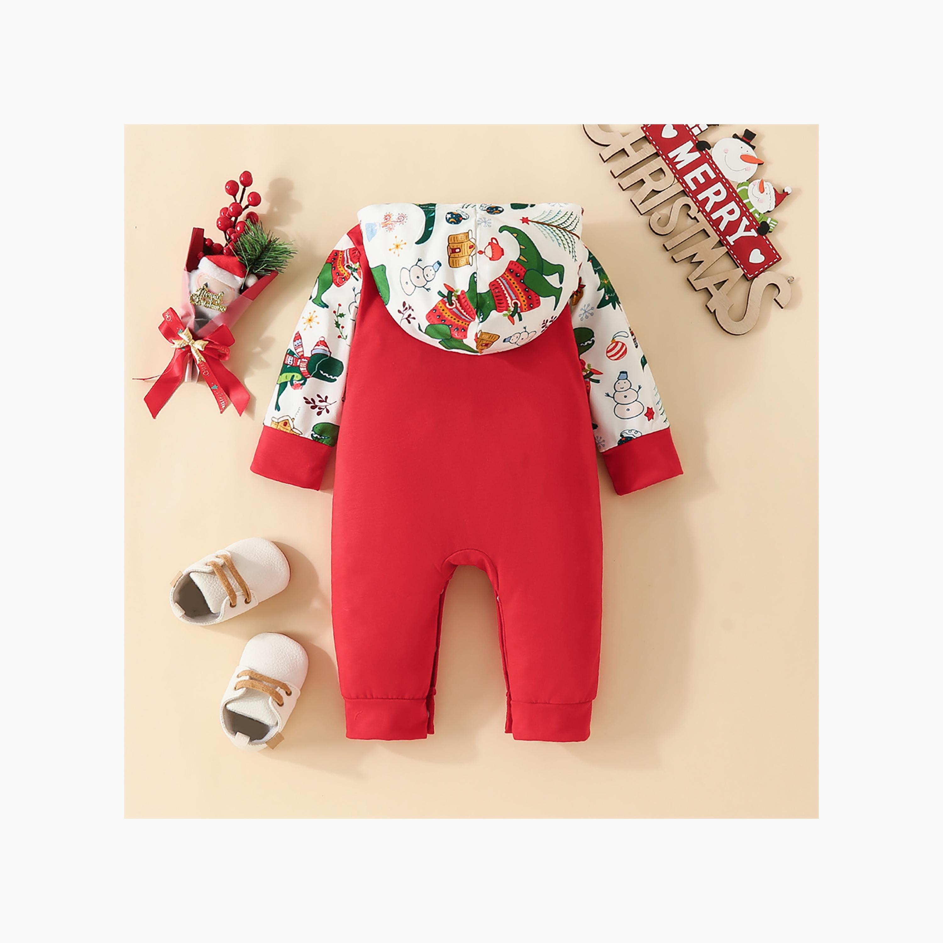 Babyqlo My First Christmas Printed Overall Rompers-baby-boys-clothing-rompers-image-3