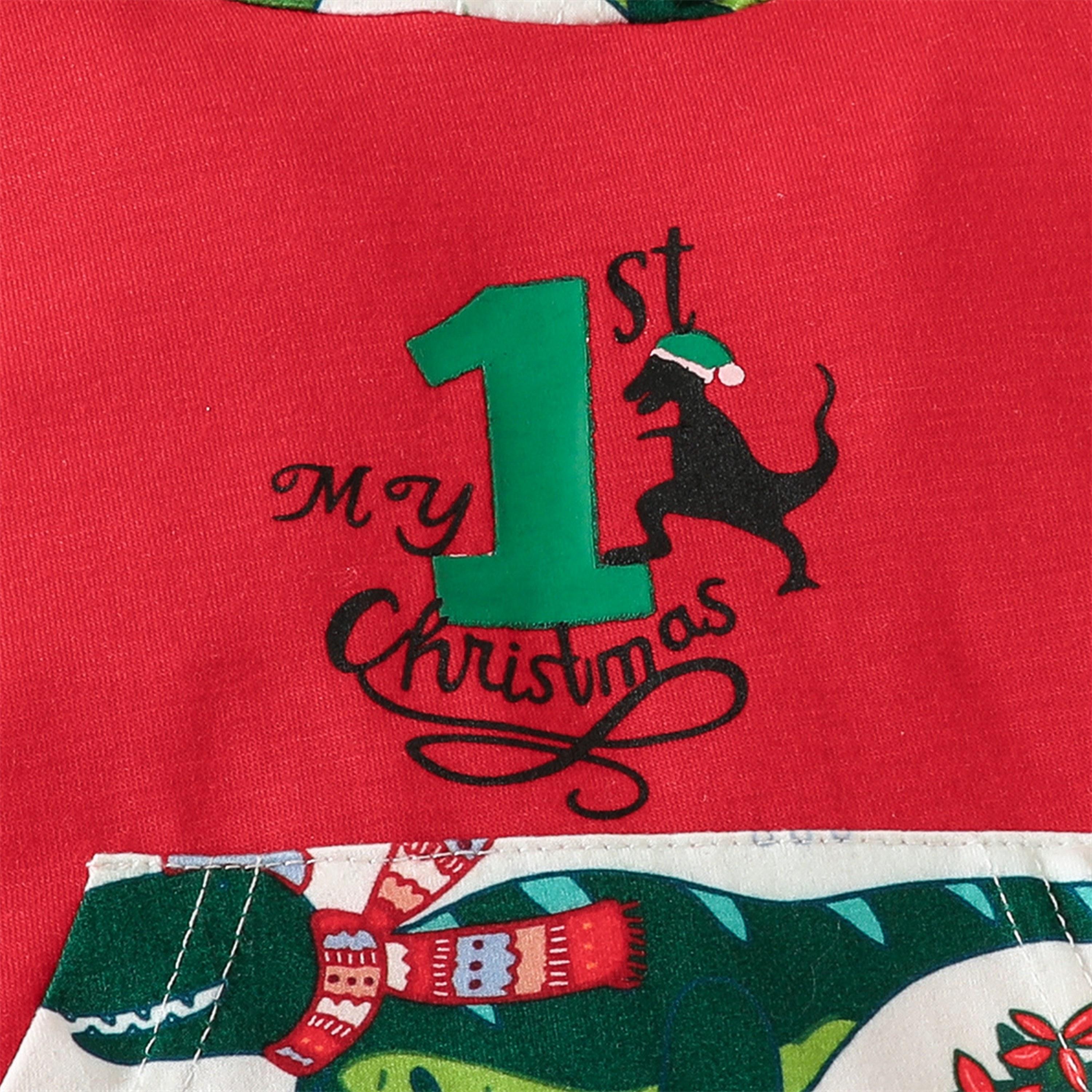 Babyqlo My First Christmas Printed Overall Rompers-baby-boys-clothing-rompers-image-5