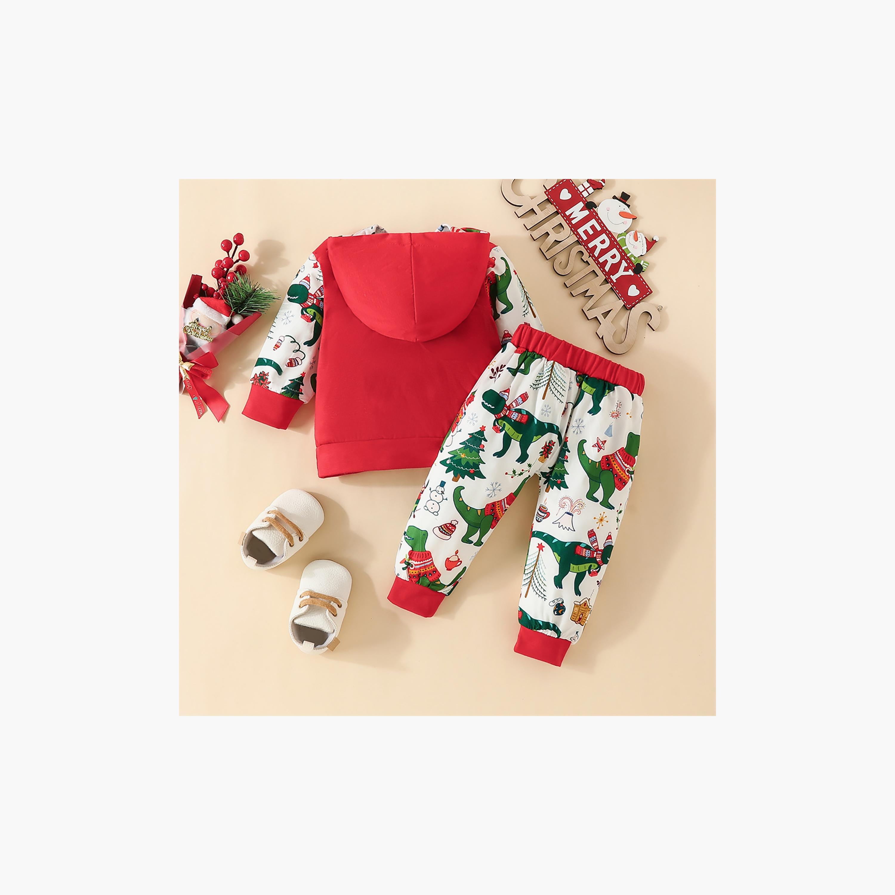 Babyqlo 2-Piece Kid's Christmas Printed Hooded Top with Joggers Set-baby-girls-clothing-setsandcoords-image-3