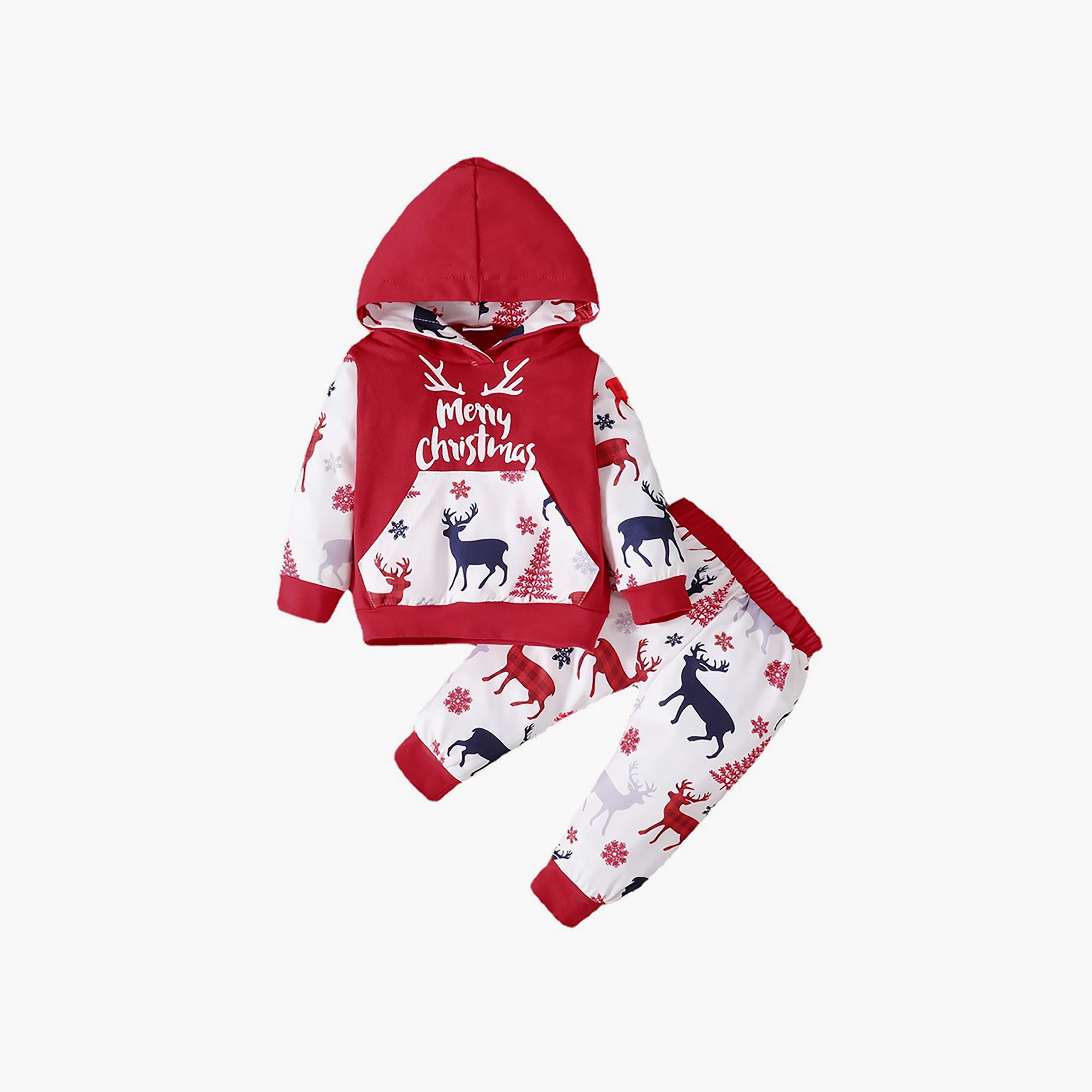 مجموعة هودي وبنطال بطبعة ميرري كريسماس تشيير للأطفال قطعتين من بيبيكلو-baby-girls-clothing-setsandcoords-image-1