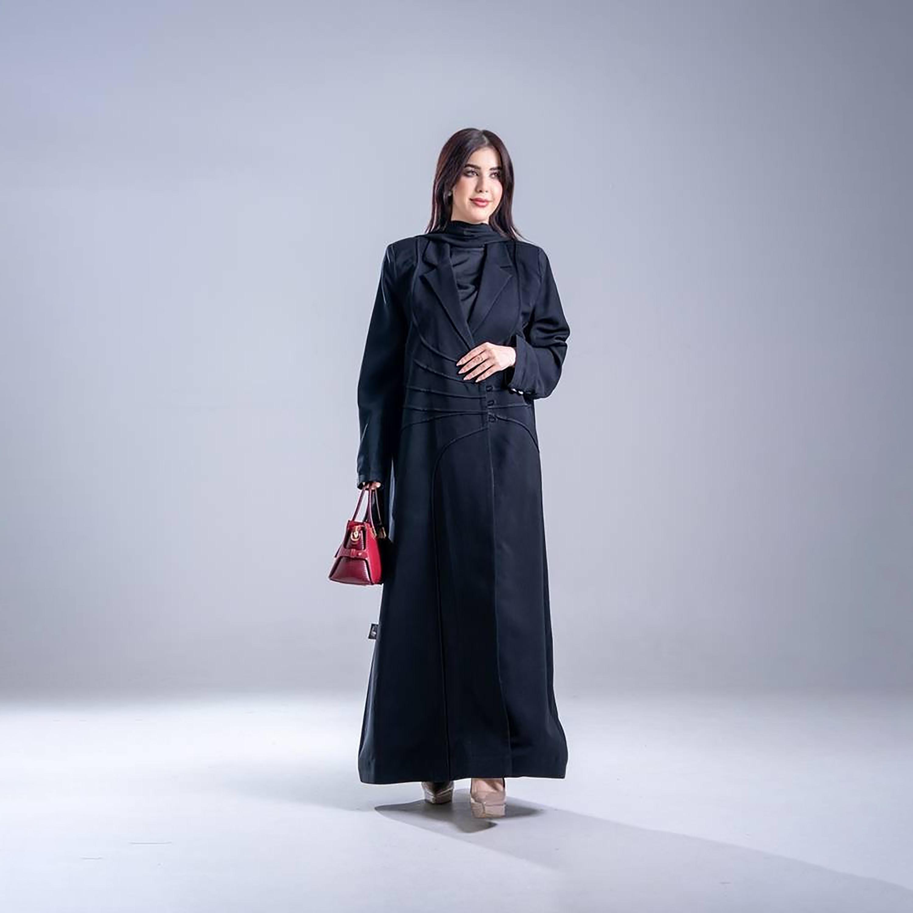 Elegant Hijab Seam Detailed Lapel Collar Crepe Women's Blazer Stye Half Cloche Abaya-women-arabicclothing-abayas-image-1