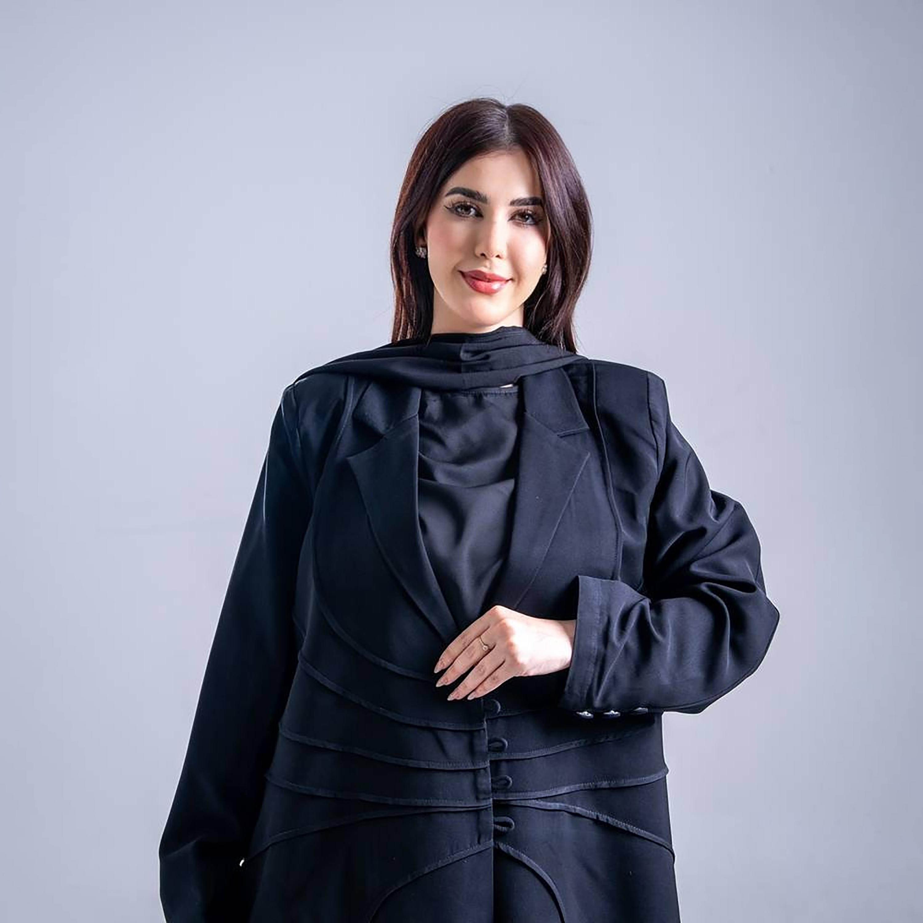Elegant Hijab Seam Detailed Lapel Collar Crepe Women's Blazer Stye Half Cloche Abaya-women-arabicclothing-abayas-image-2