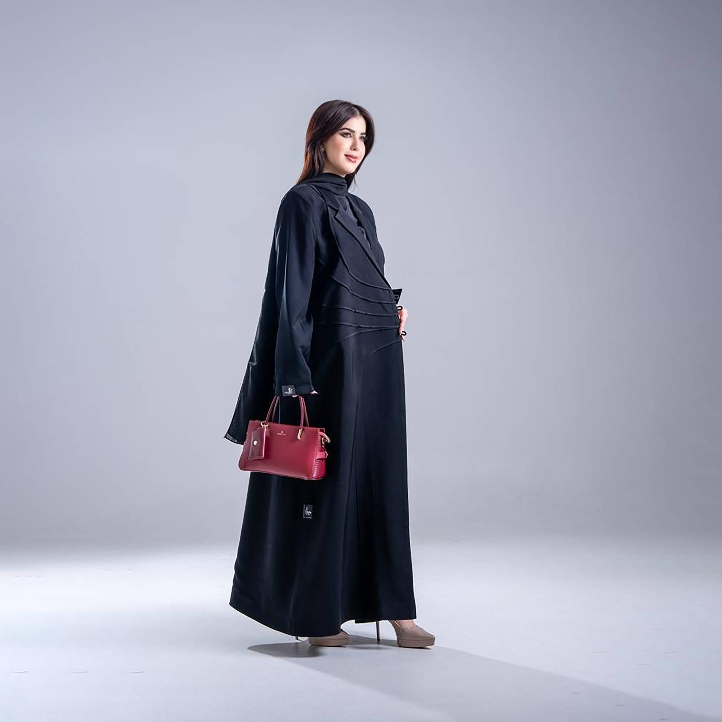 Elegant Hijab Seam Detailed Lapel Collar Crepe Women's Blazer Stye Half Cloche Abaya-women-arabicclothing-abayas-image-4