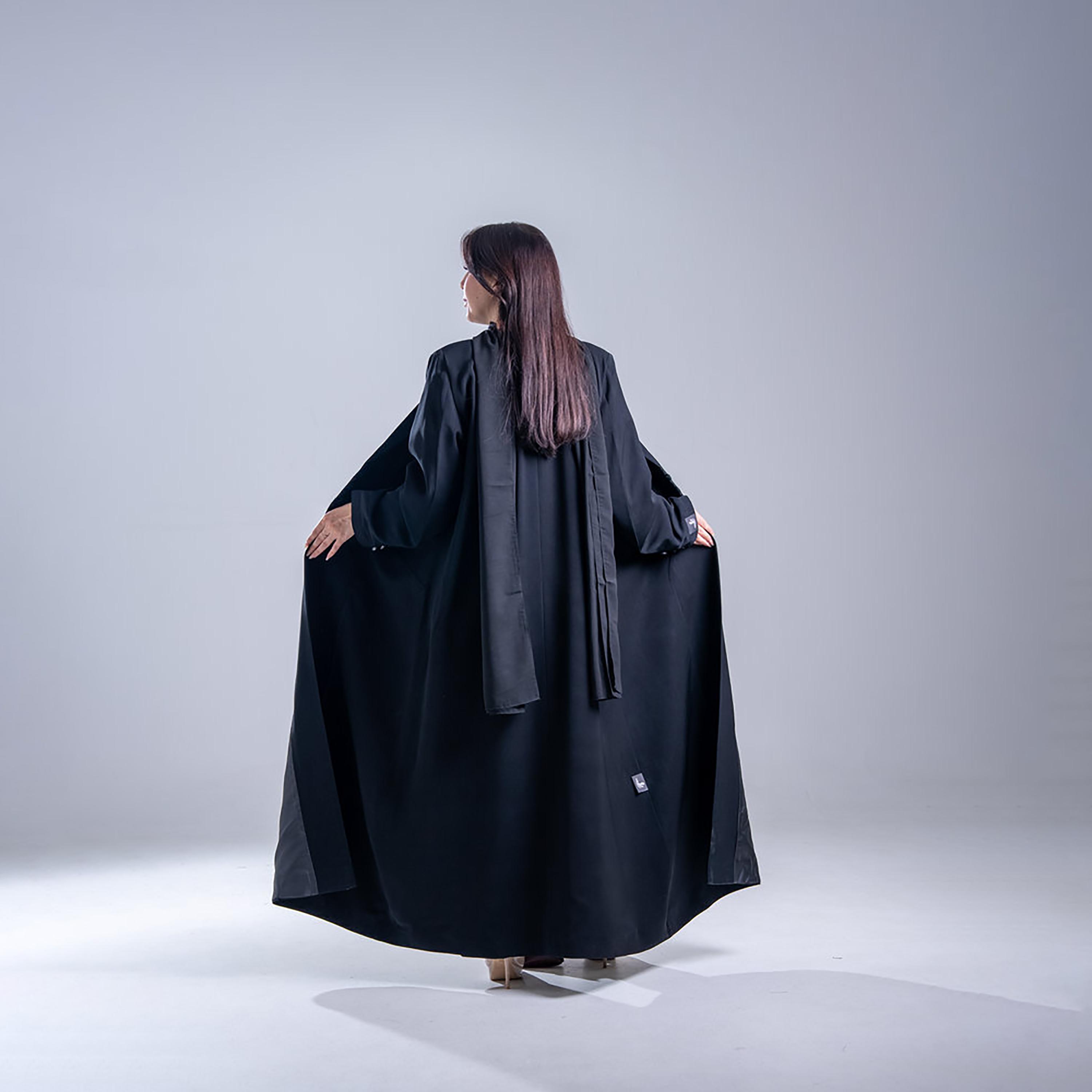 Elegant Hijab Seam Detailed Lapel Collar Crepe Women's Blazer Stye Half Cloche Abaya-women-arabicclothing-abayas-image-5