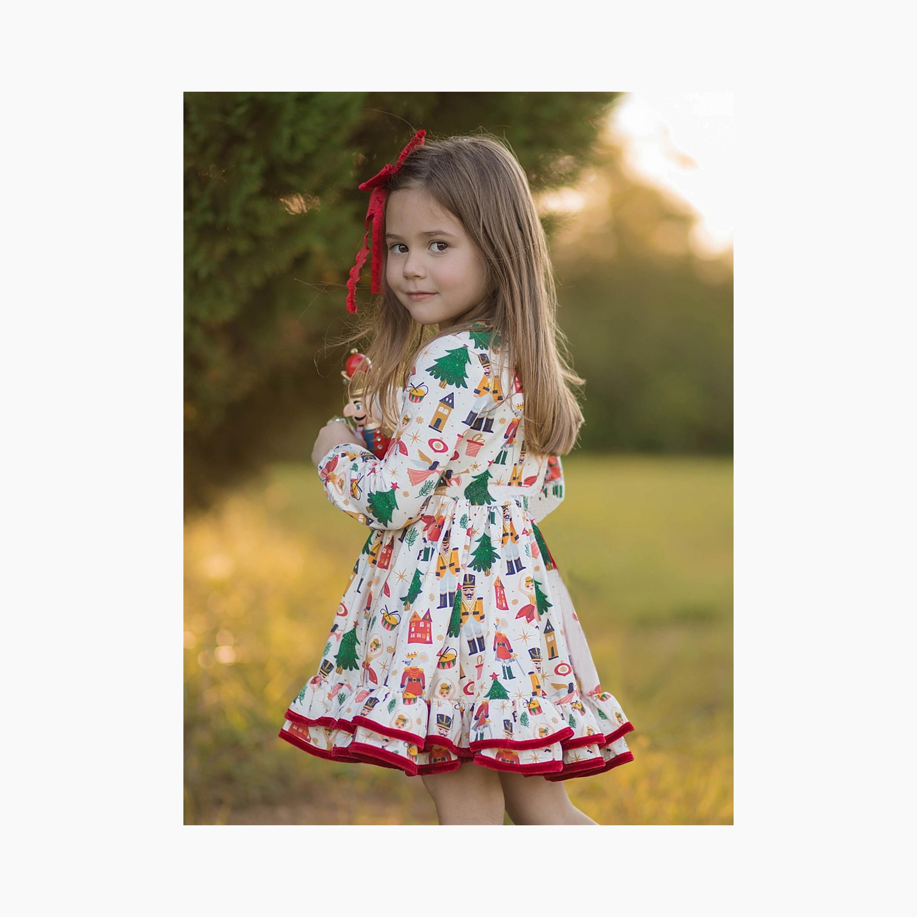 Babyqlo Nutcracker & Christmas Tree Printed Party Dress-girls-clothing-dressesandjumpsuits-image-2