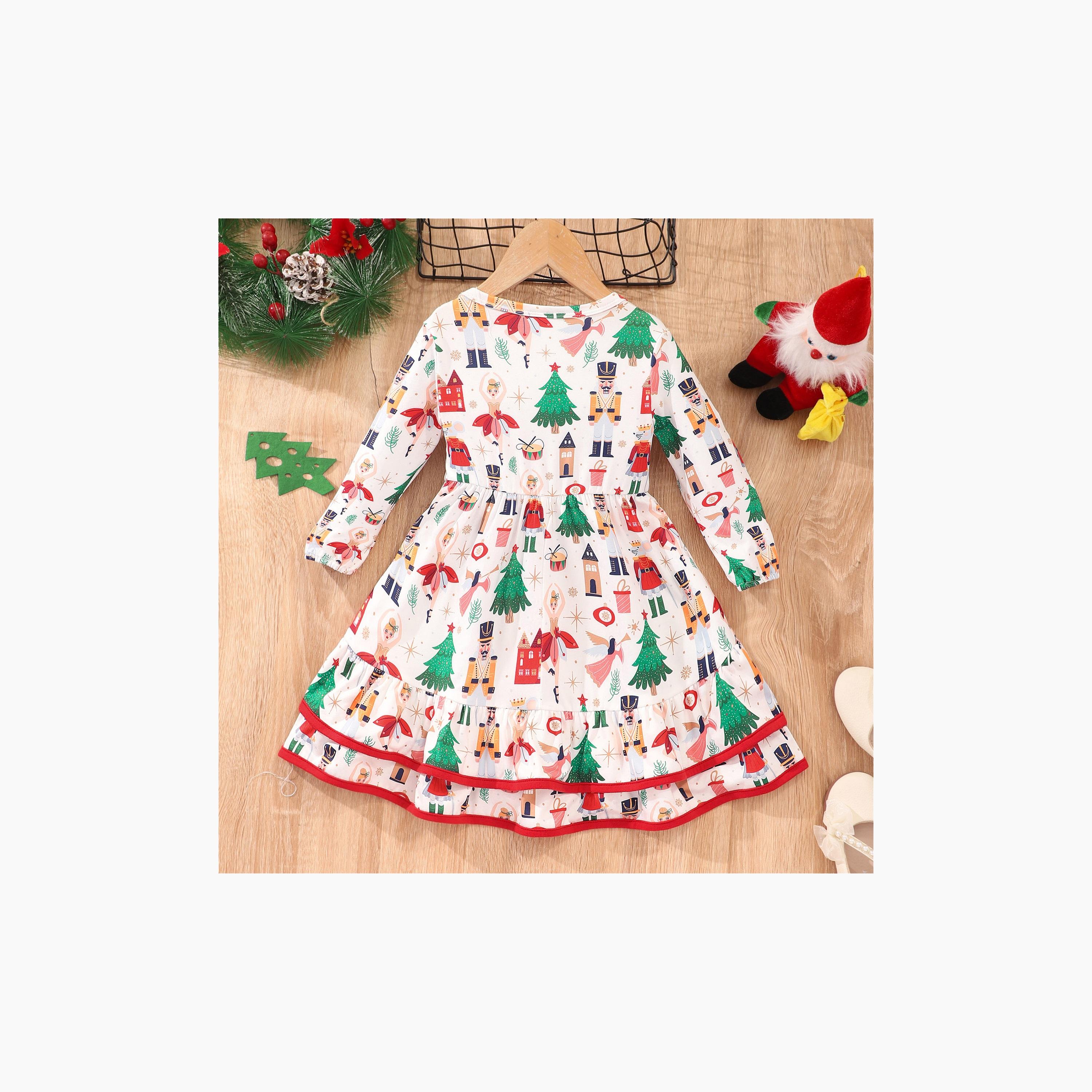 Babyqlo Nutcracker & Christmas Tree Printed Party Dress-girls-clothing-dressesandjumpsuits-image-4