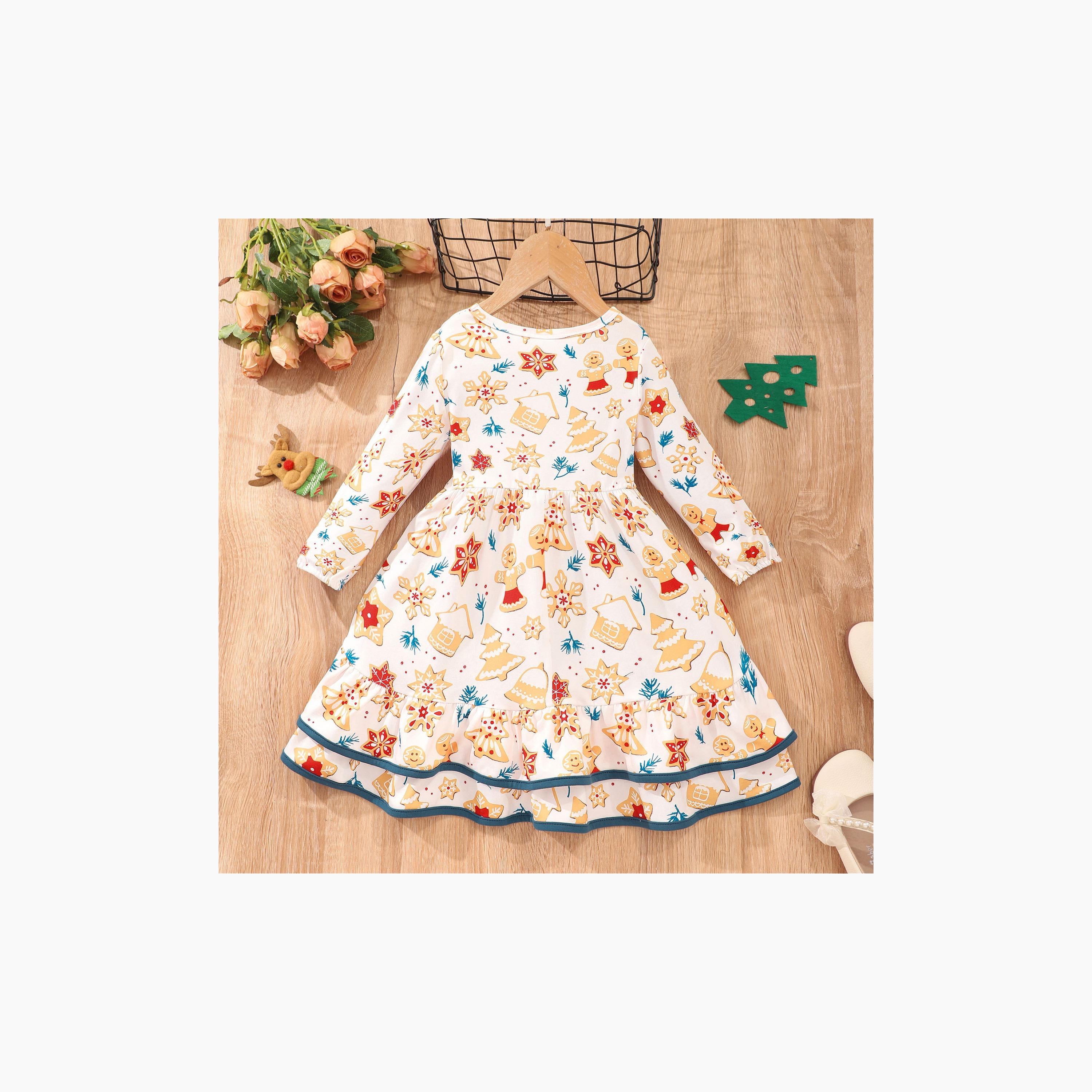 فستان حفلات بطبعة خبز الزنجبيل والثلج بطابع عيد الميلاد من بيبيكلو-girls-clothing-dressesandjumpsuits-image-3