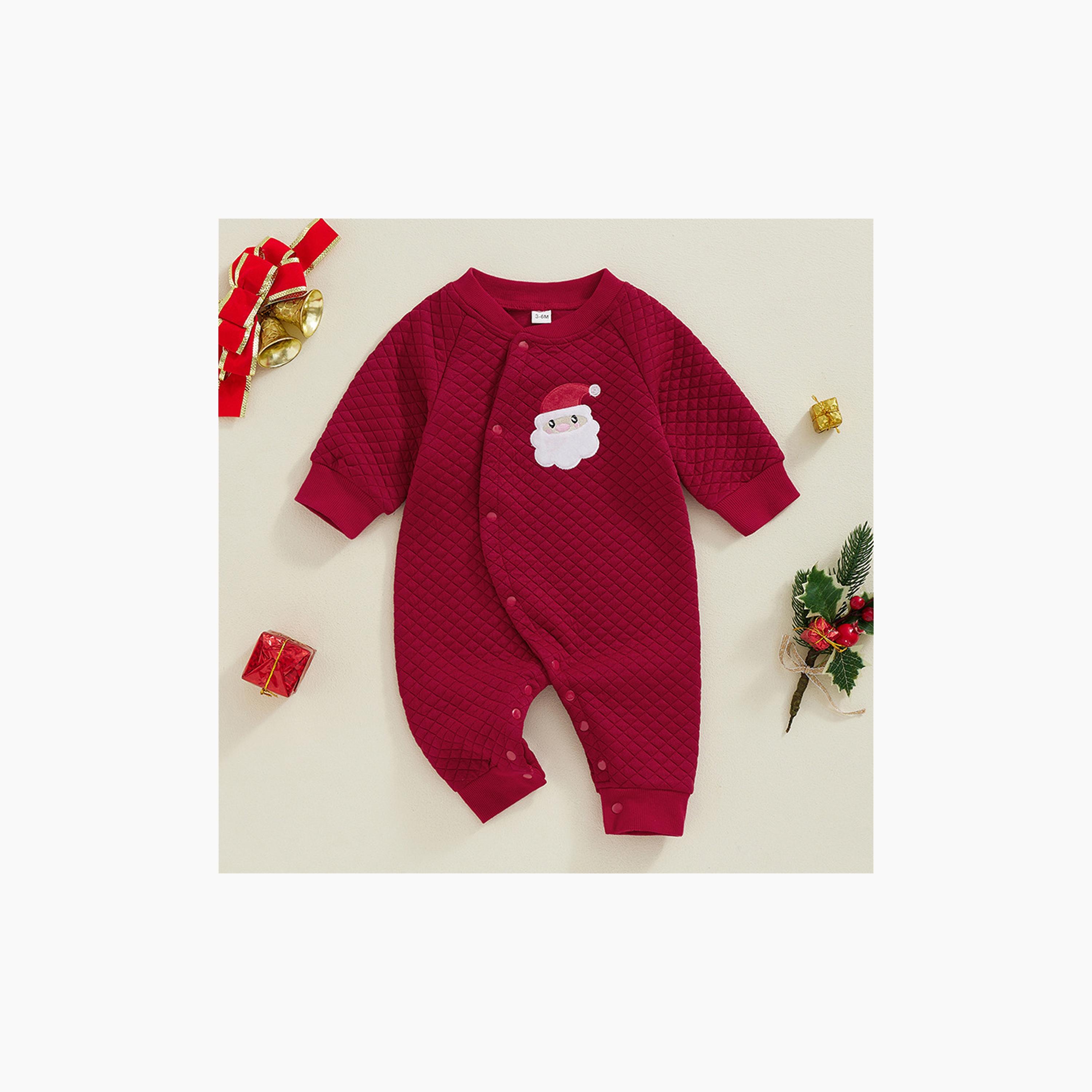 Babyqlo Quilted Santa Christmas-Theme Printed Romper-baby-boys-clothing-rompers-image-1