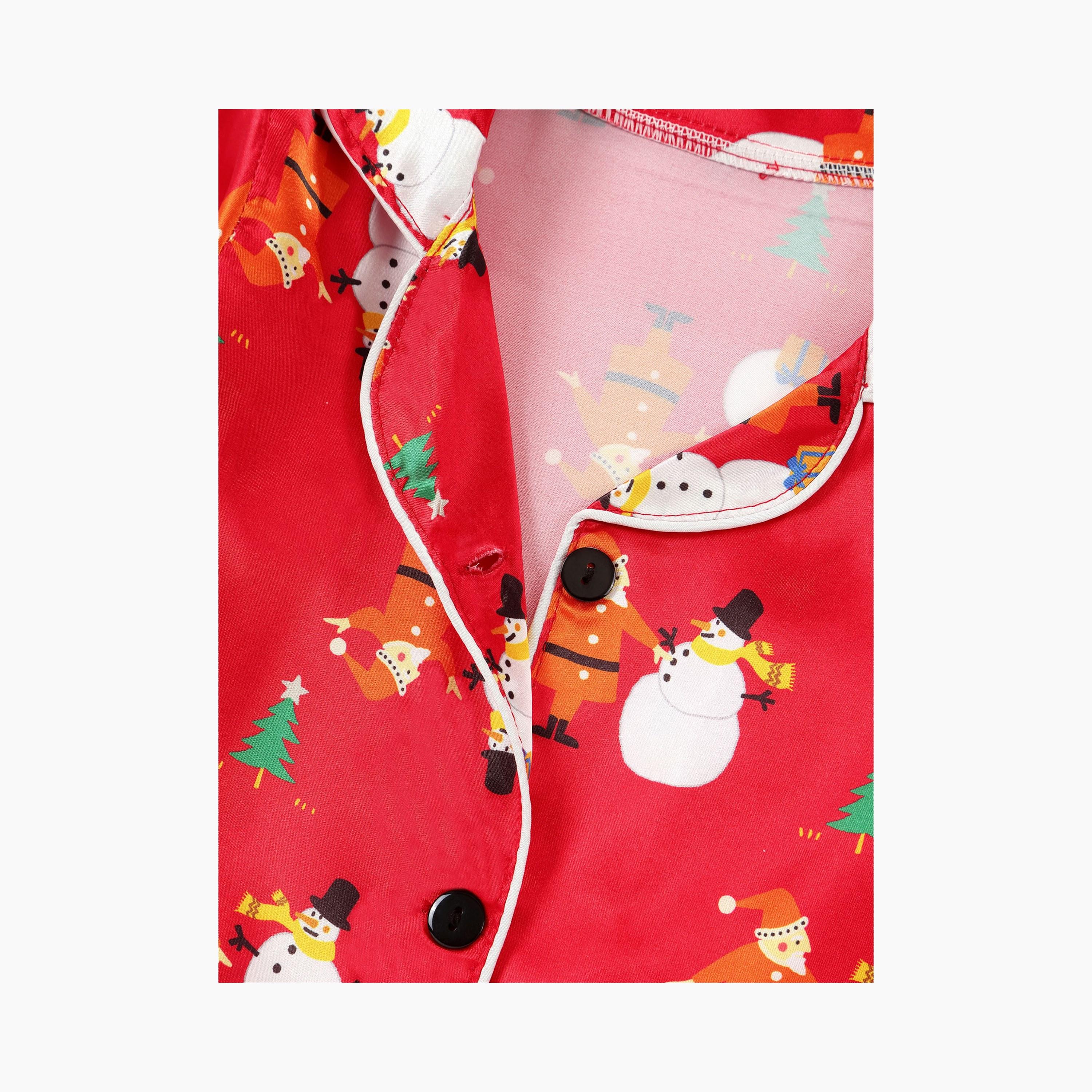 Babyqlo 2-Piece Unisex Snowman Christmas-Theme Printed Pyjama Set-boys-clothing-nightwear-image-4