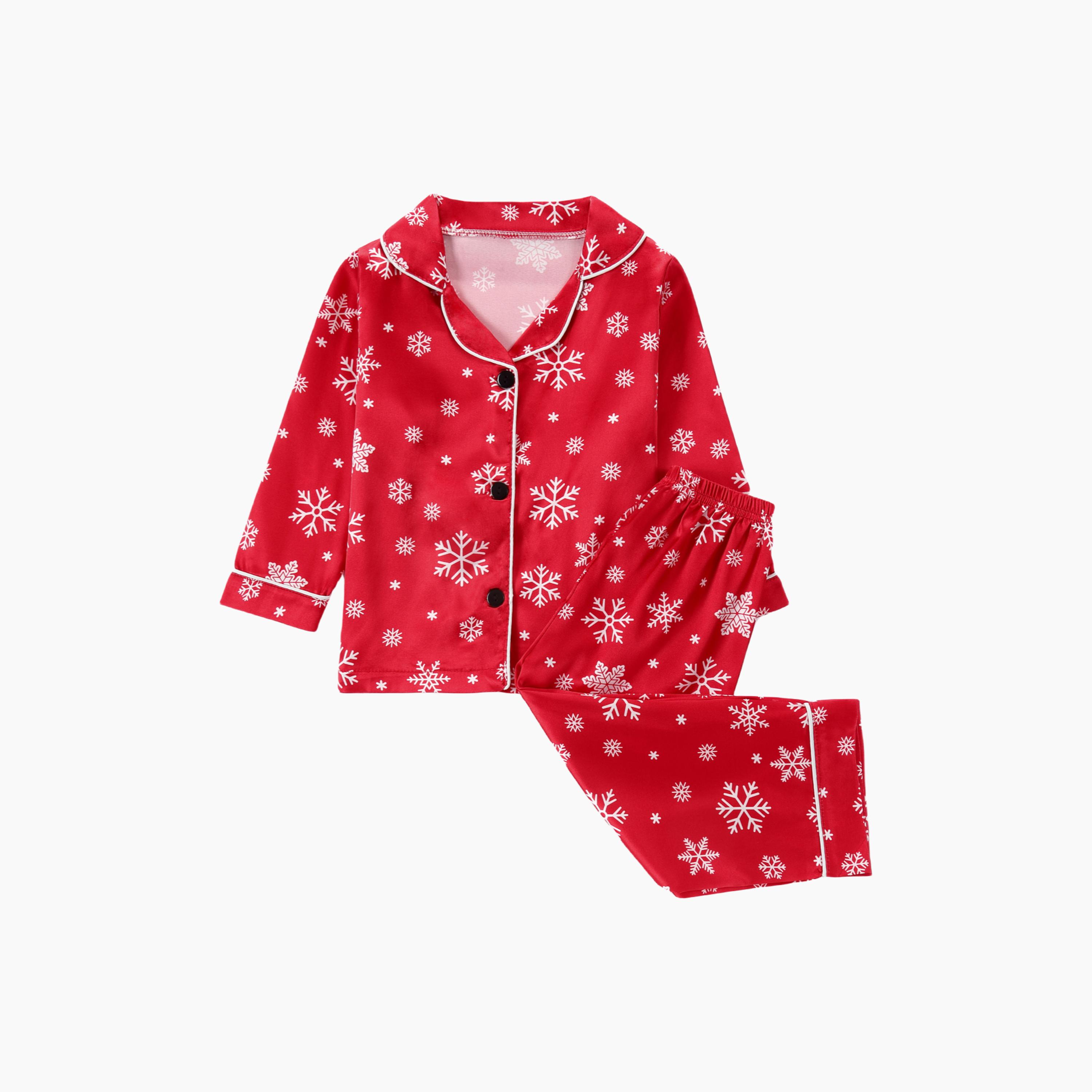 Babyqlo 2-Piece Unisex Snowflake Christmas-Theme Printed Pyjama Set-boys-clothing-nightwear-image-1
